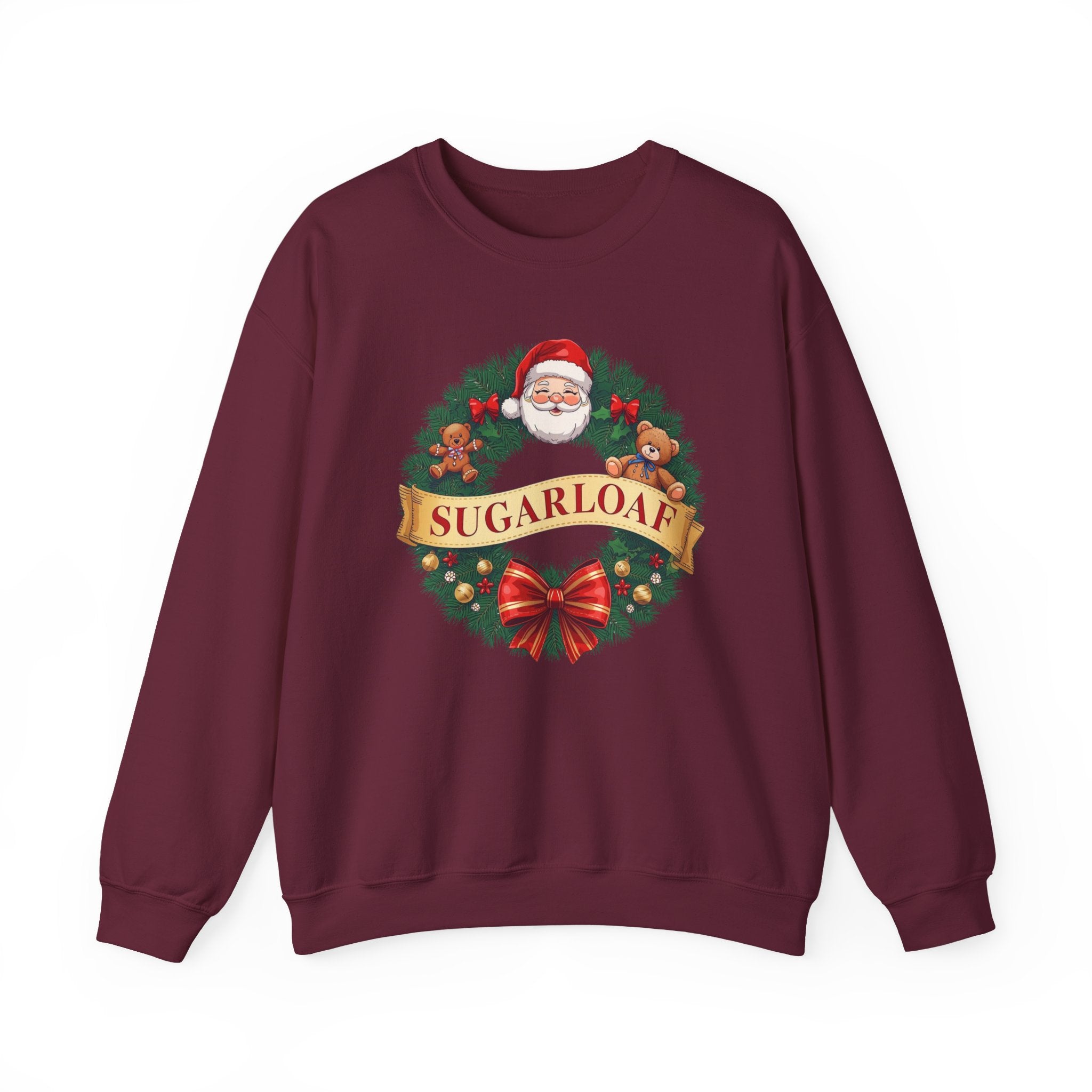 Sugarloaf Christmas Shirt – Santa & Teddy Bear Wreath Tee | Mountain Town Christmas Gift | Gildan 18000