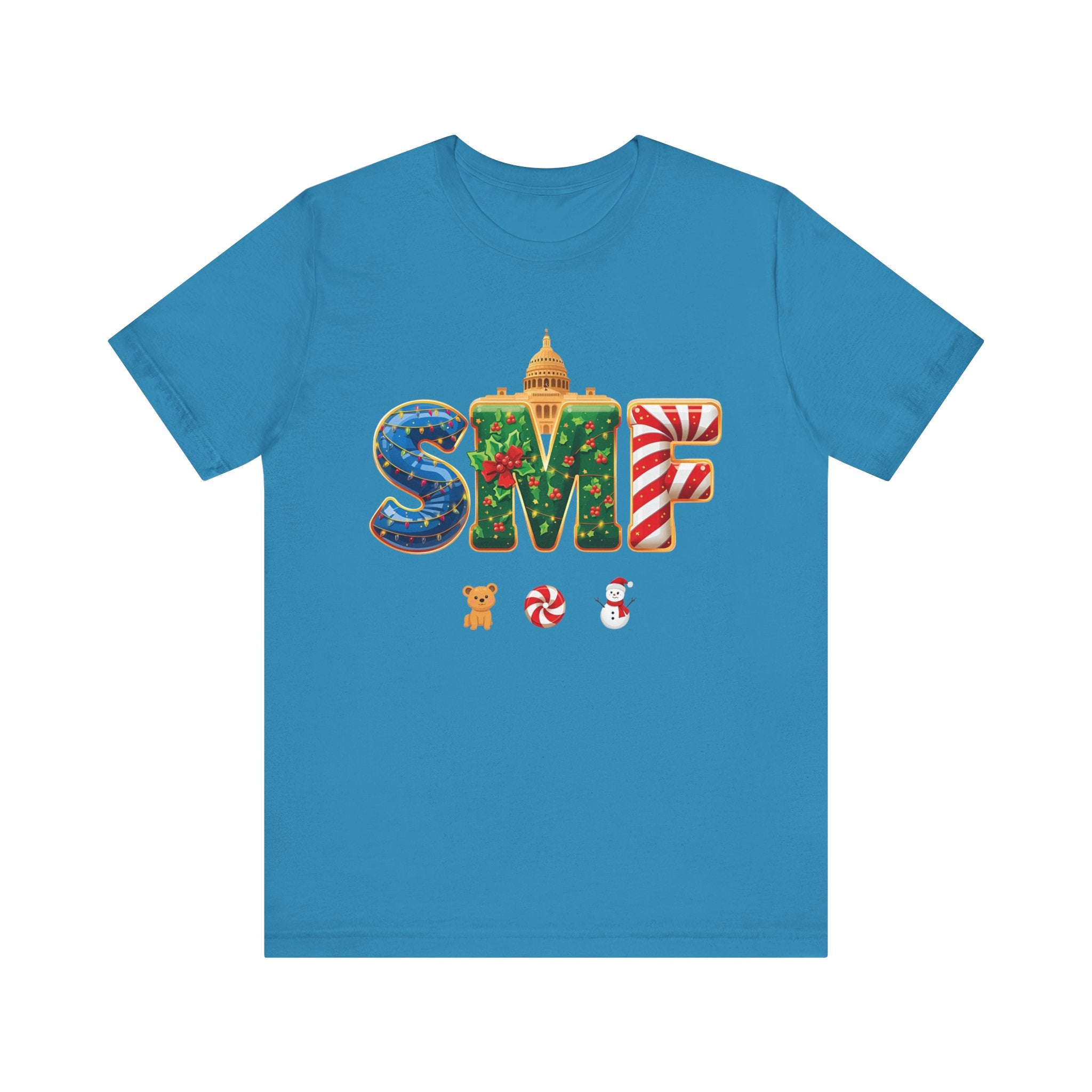 SMF Christmas Shirt – Festive Holiday Letters Tee | Christmas Gift | Bella Canvas 3001