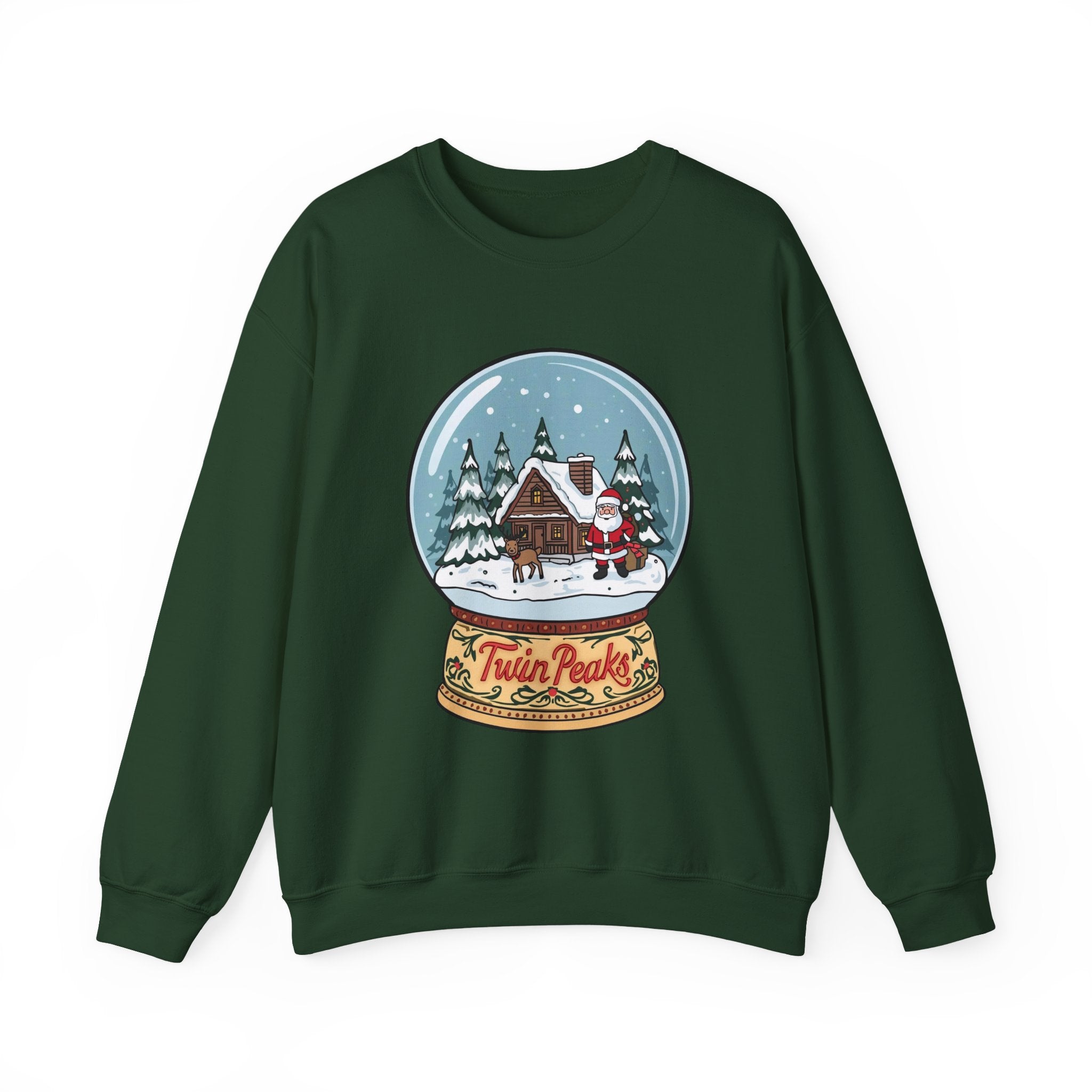 Twin Peaks Christmas Shirt – Snow Globe Santa & Cabin Scene Tee | Mountain Town Christmas Gift | Gildan 18000