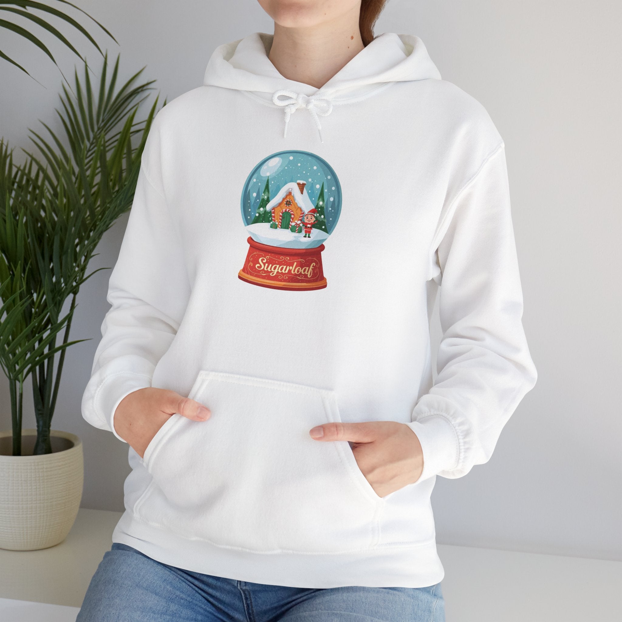Sugarloaf Christmas Shirt – Snow Globe Elf & Candy Cottage Scene Tee | Mountain Town Christmas Gift | Gildan 18500