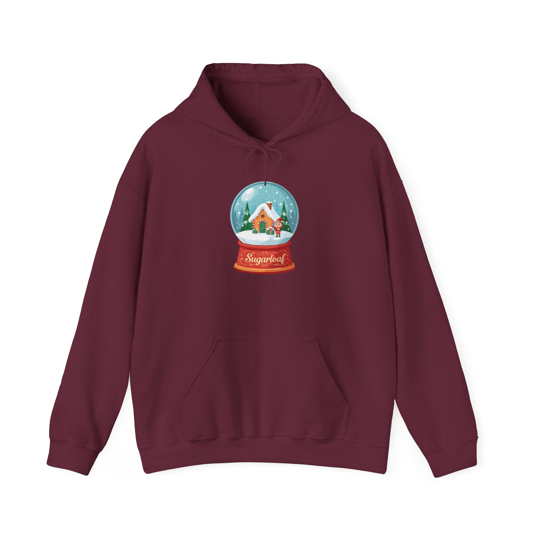 Sugarloaf Christmas Shirt – Snow Globe Elf & Candy Cottage Scene Tee | Mountain Town Christmas Gift | Gildan 18500