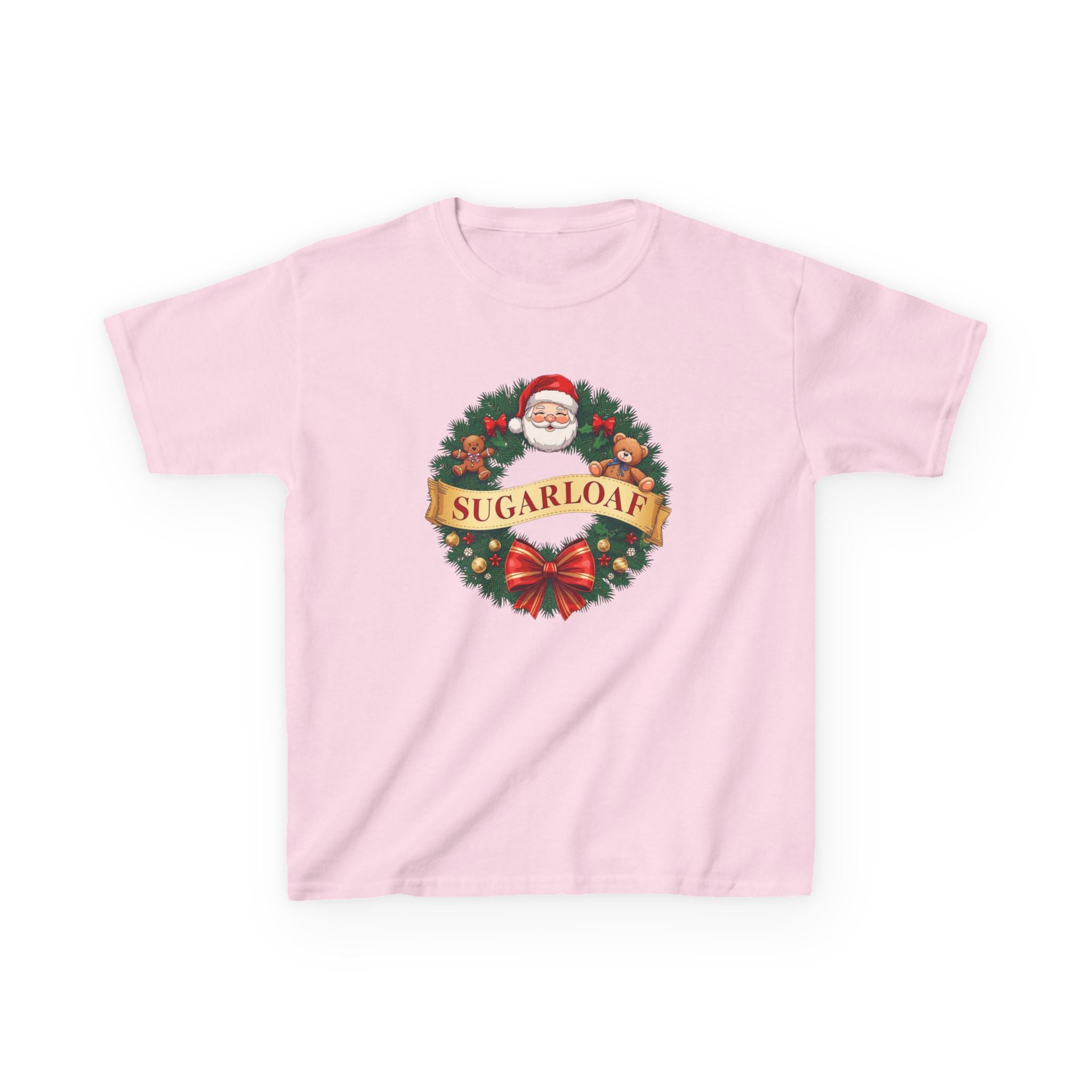 Sugarloaf Christmas Shirt – Santa & Teddy Bear Wreath Tee | Mountain Town Christmas Gift | Gildan 5000B