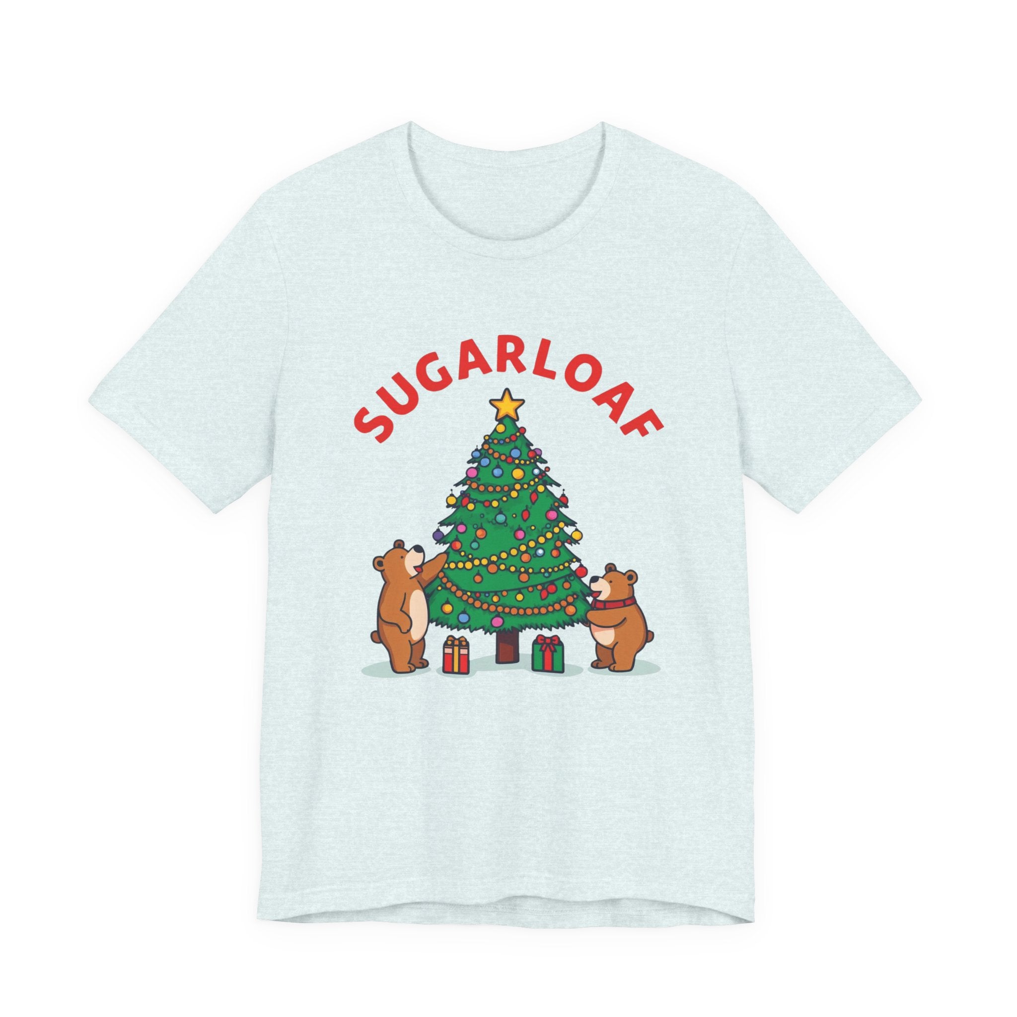 Sugarloaf Christmas Shirt – Cute Bears Decorating Tree Tee | Mountain Town Christmas Gift | Bella Canvas 3001