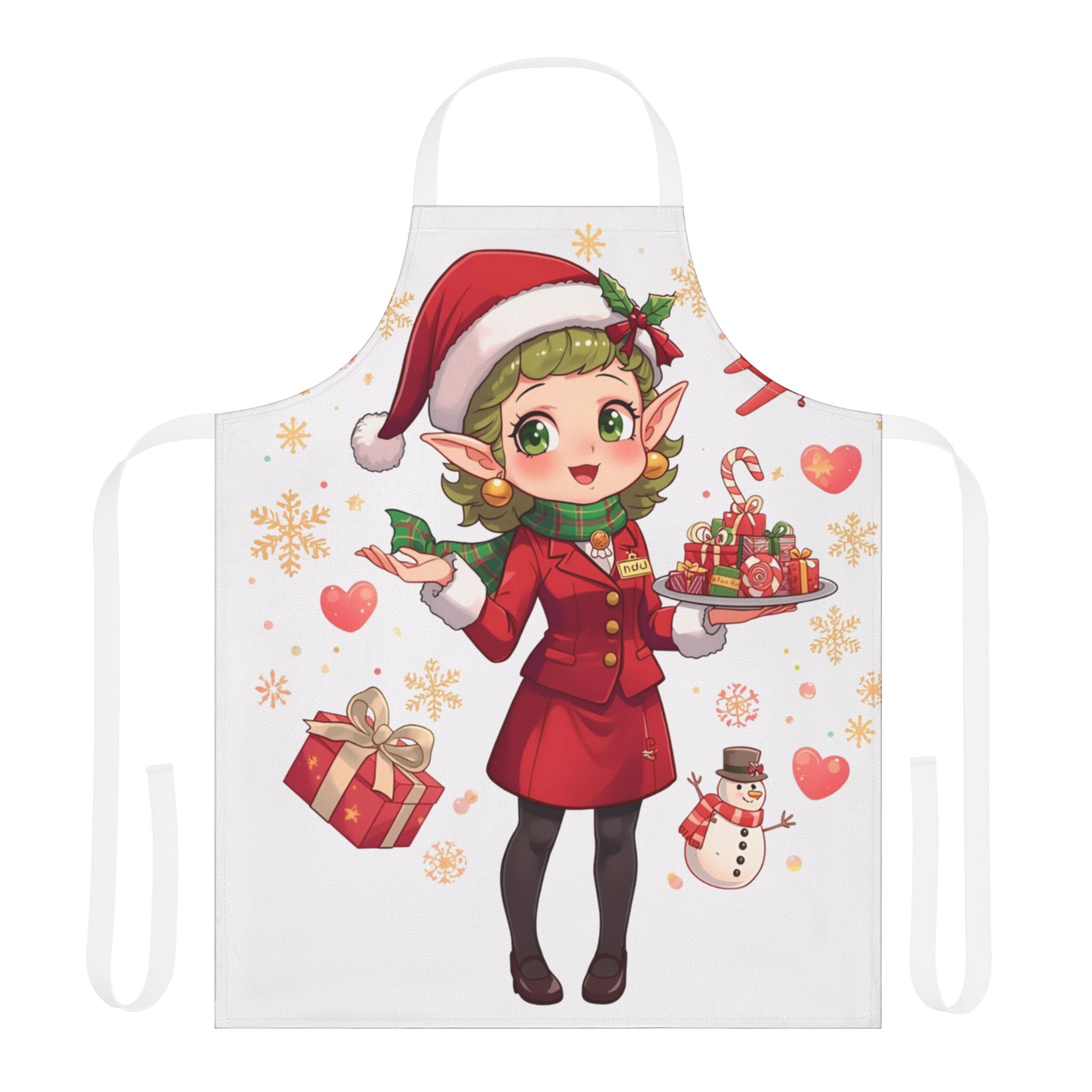 Christmas Elf Apron — Cute Holiday Baking Apron with Candy Canes & Gifts
