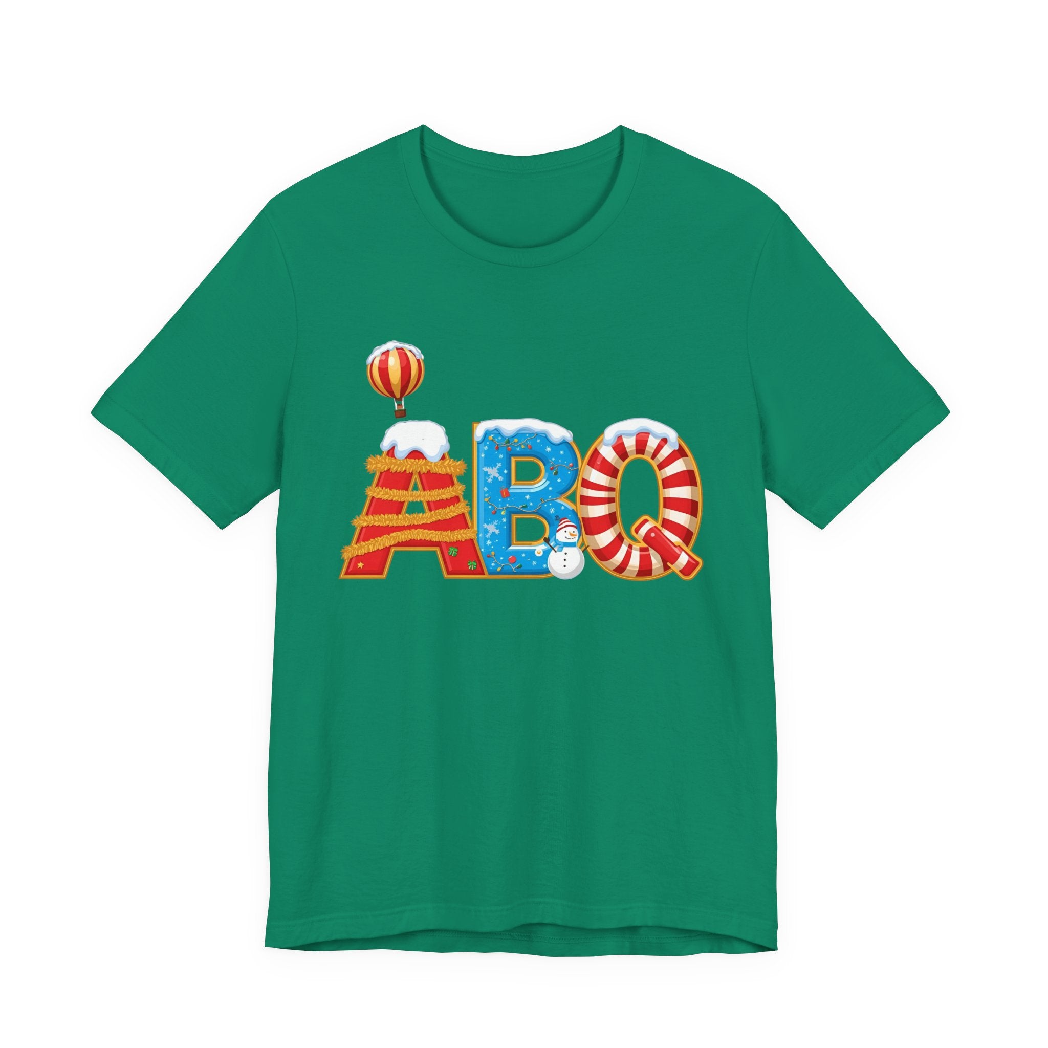 ABQ Christmas Shirt – Hot Air Balloon Candy Cane Letters Tee | Christmas Gift | Bella Canvas 3001