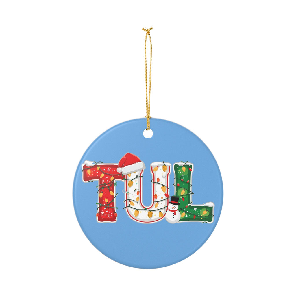 TUL Christmas Ornament – Festive Holiday Airport Art | Holiday Travel Gift | Ceramic Ornament