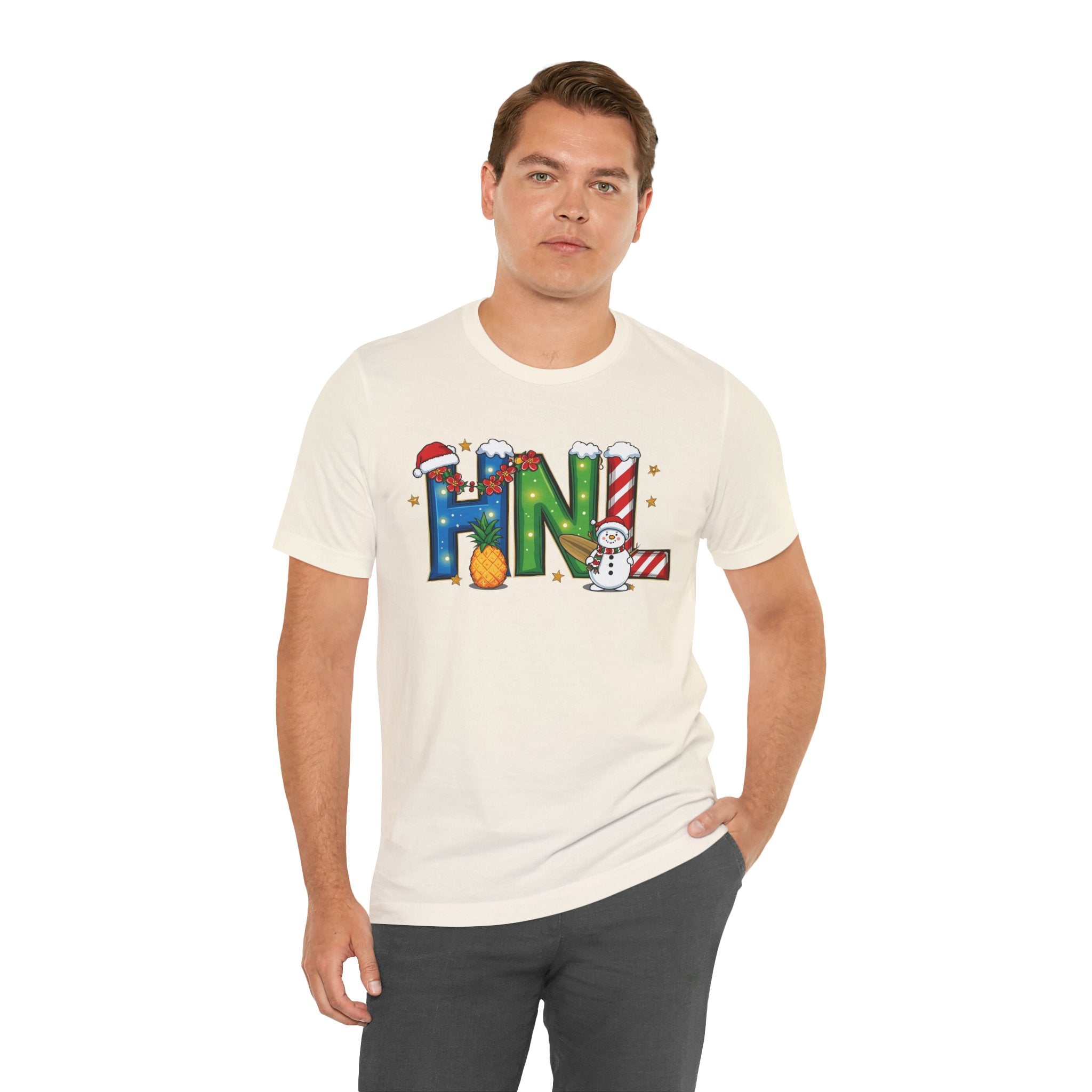 HNL Christmas Shirt – Festive Letter Art Tee | Christmas Gift | Bella Canvas 3001
