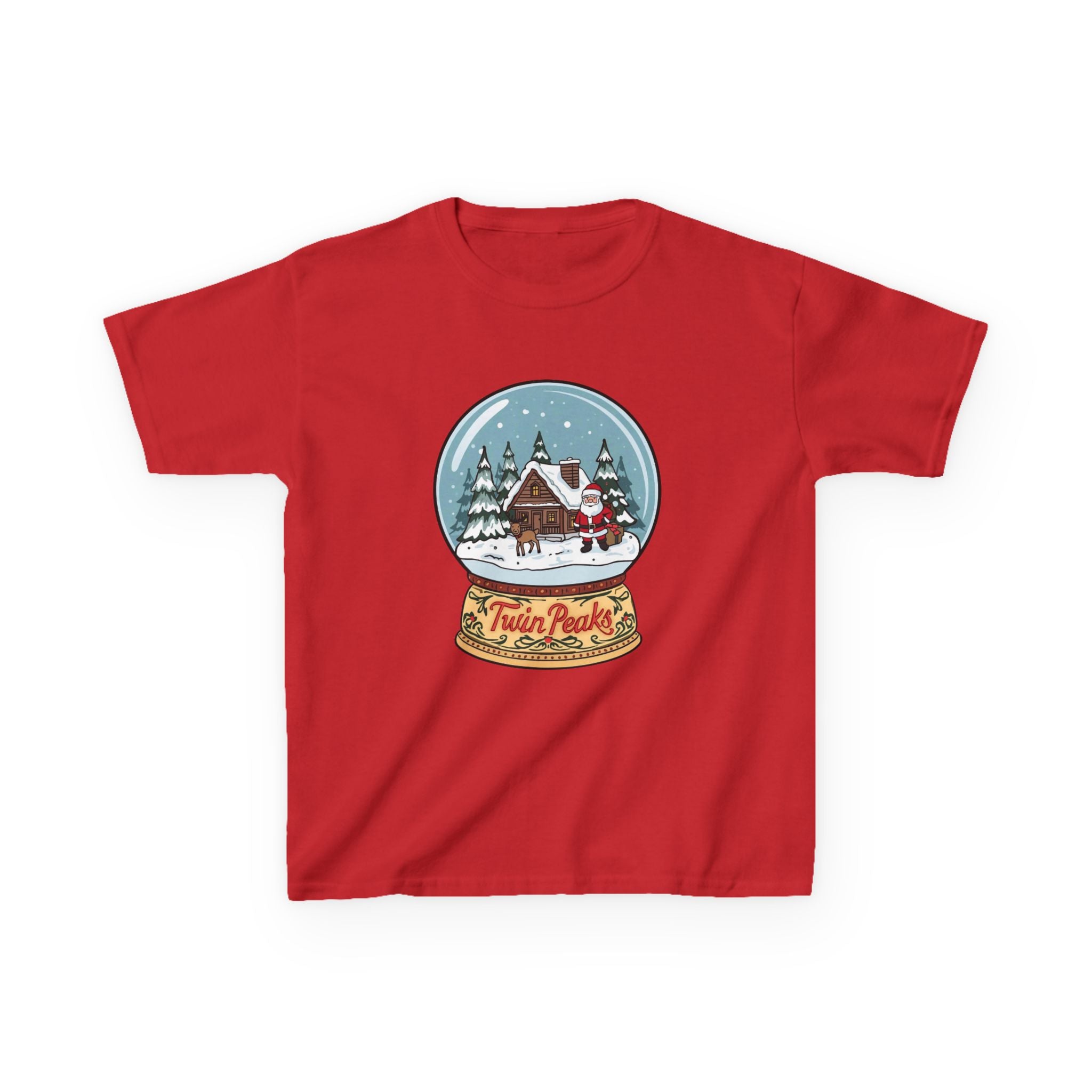Twin Peaks Christmas Shirt – Snow Globe Santa & Cabin Scene Tee | Mountain Town Christmas Gift | Gildan 5000B