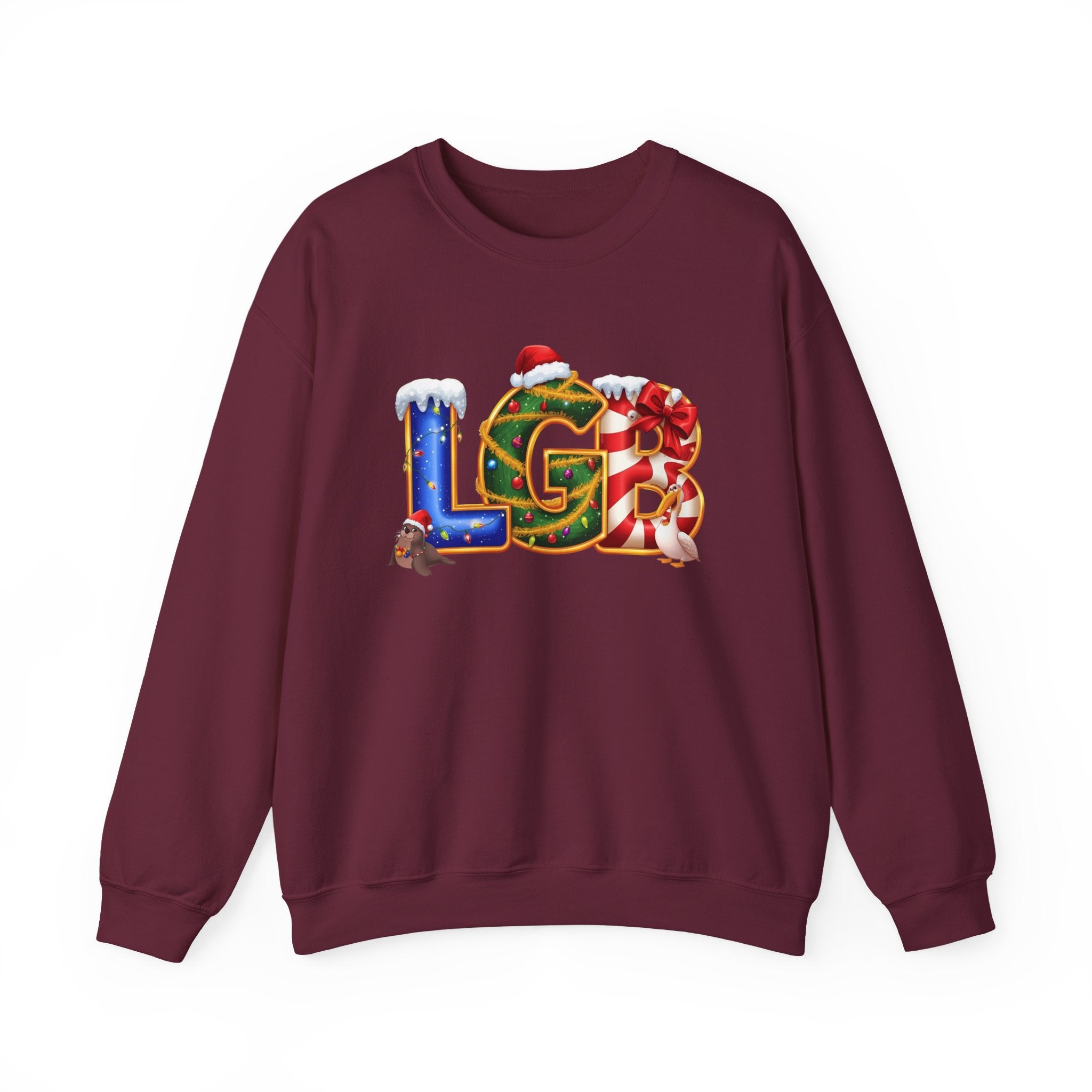 LGB Christmas Sweatshirt – Festive Holiday Letter Art Tee | Christmas Gift | Gildan 18000