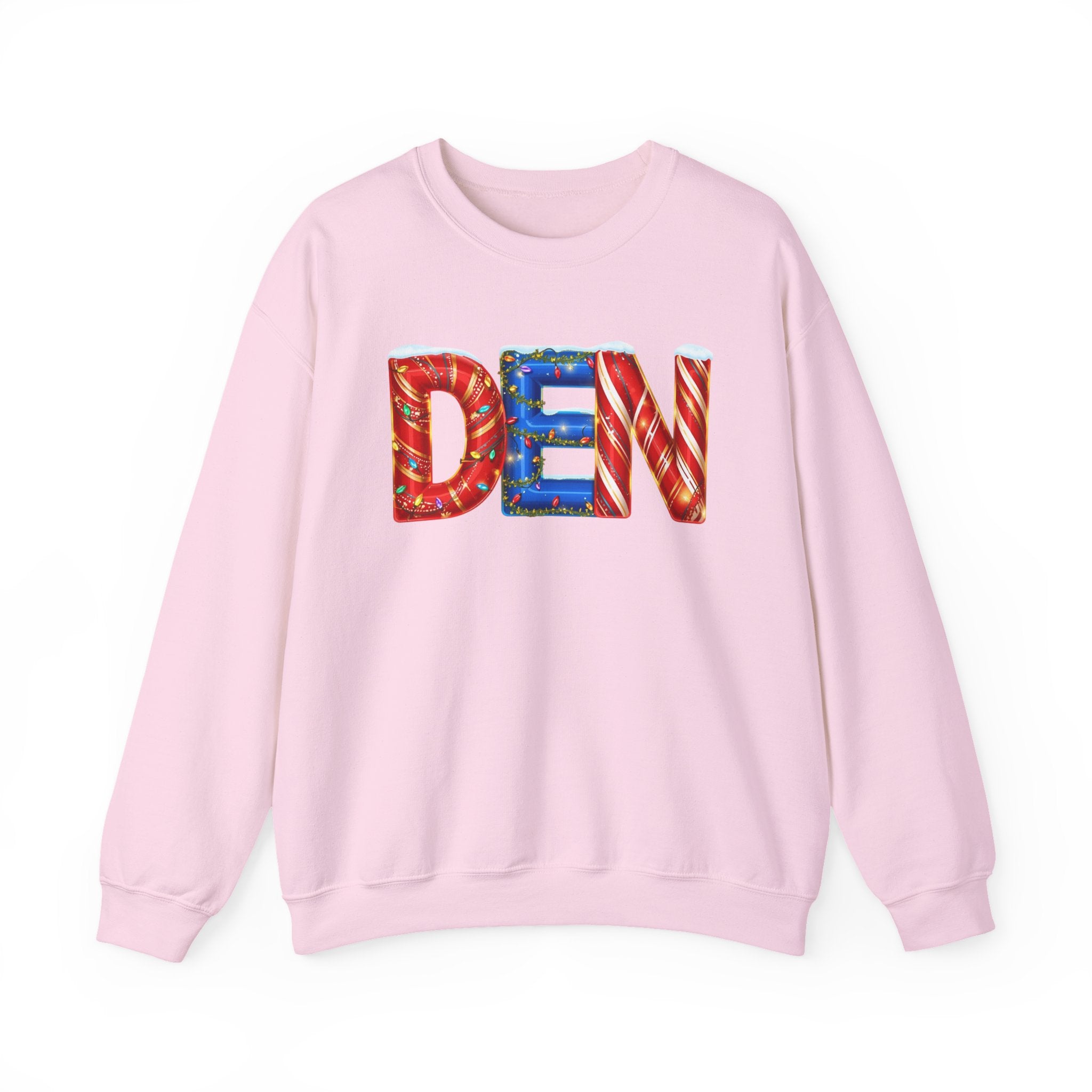 DEN Christmas Sweatshirt  – Festive Holiday Letter Art Tee | Christmas Gift | Gildan 18000