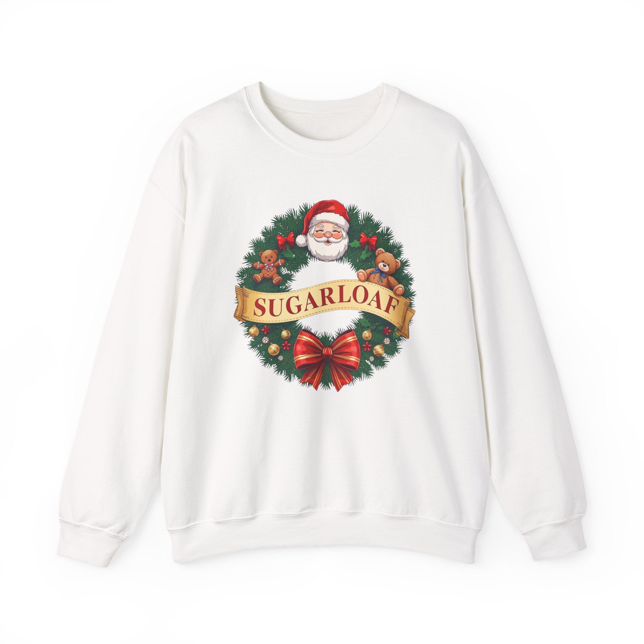 Sugarloaf Christmas Shirt – Santa & Teddy Bear Wreath Tee | Mountain Town Christmas Gift | Gildan 18000