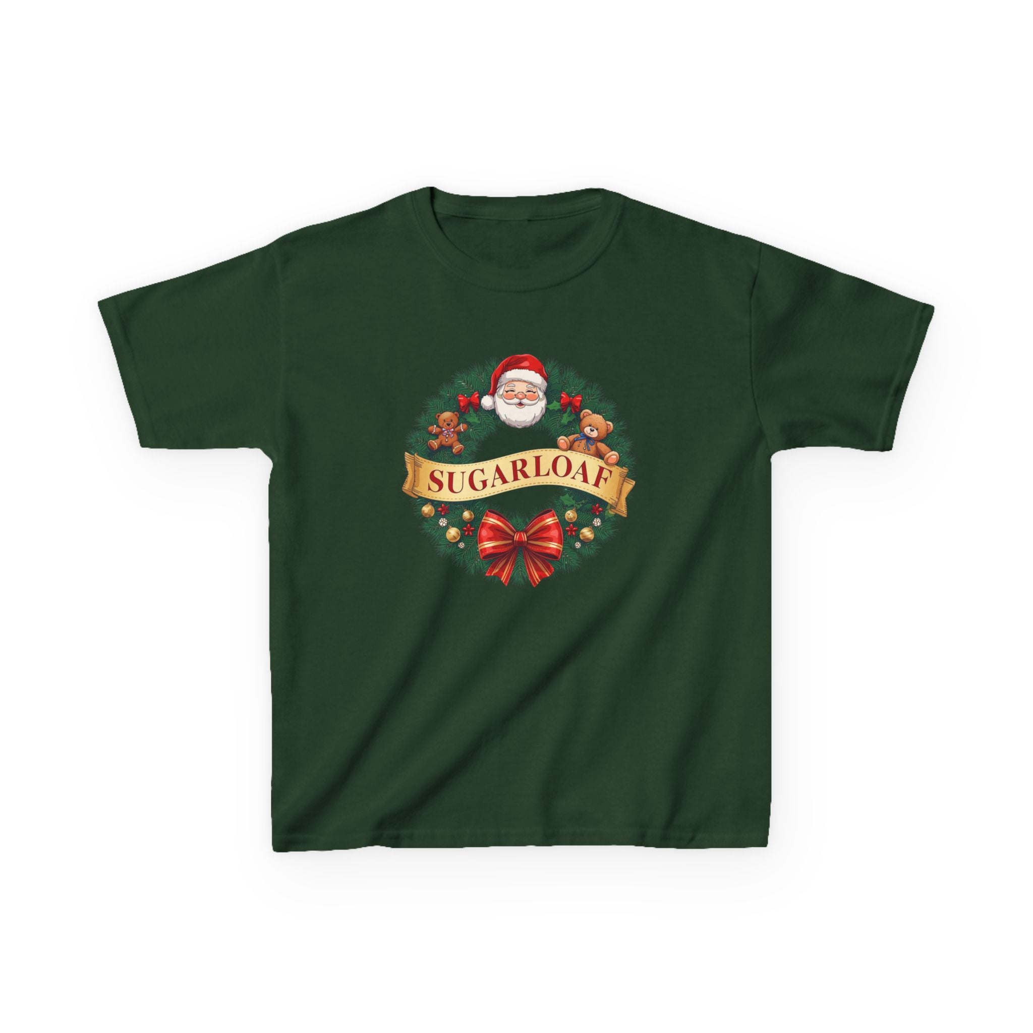 Sugarloaf Christmas Shirt – Santa & Teddy Bear Wreath Tee | Mountain Town Christmas Gift | Gildan 5000B