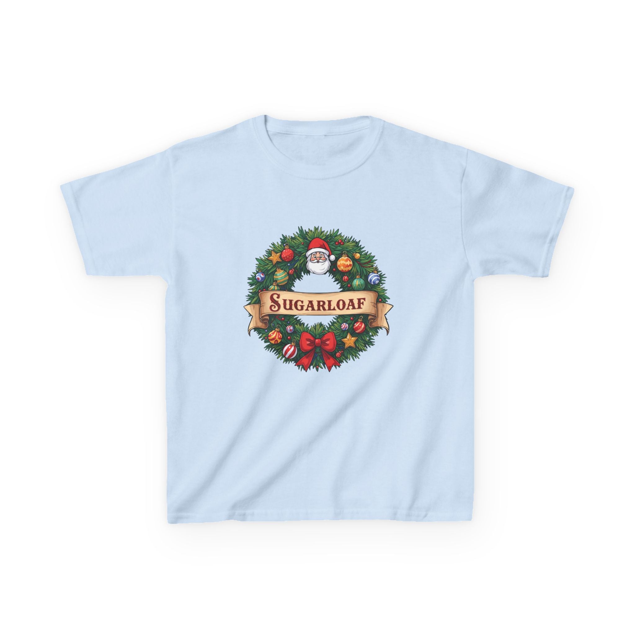 Sugarloaf Christmas Shirt – Festive Santa Wreath & Ornaments Tee | Mountain Town Christmas Gift | Gildan 5000B
