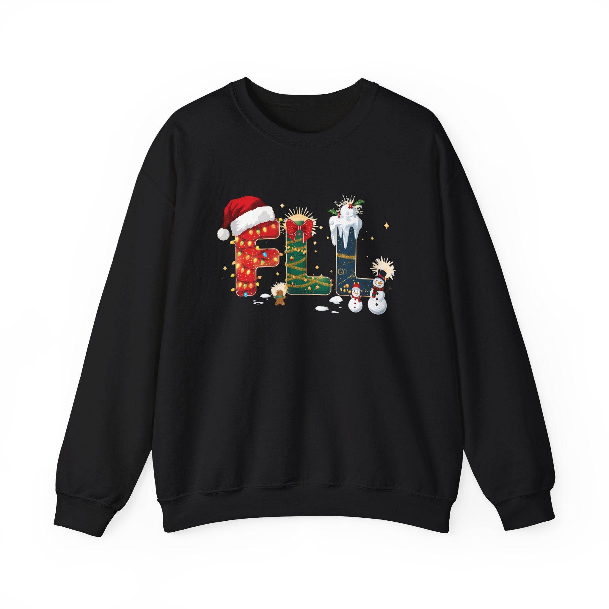FLL Christmas Sweatshirt – Festive Holiday Letter Art Tee | Christmas Gift | Gildan 18000
