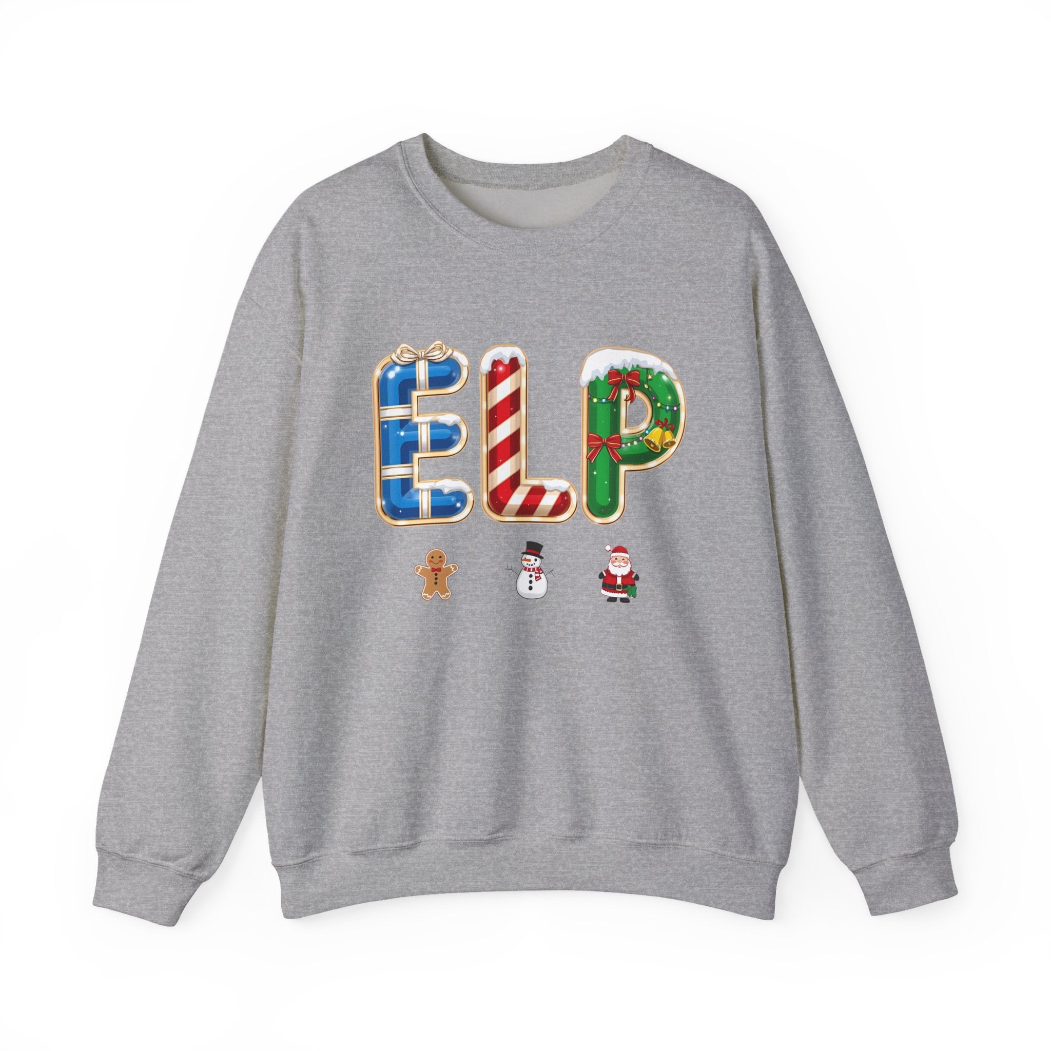 ELP Christmas Sweatshirt – Festive Holiday Letter Art Tee | Christmas Gift | Gildan 18000
