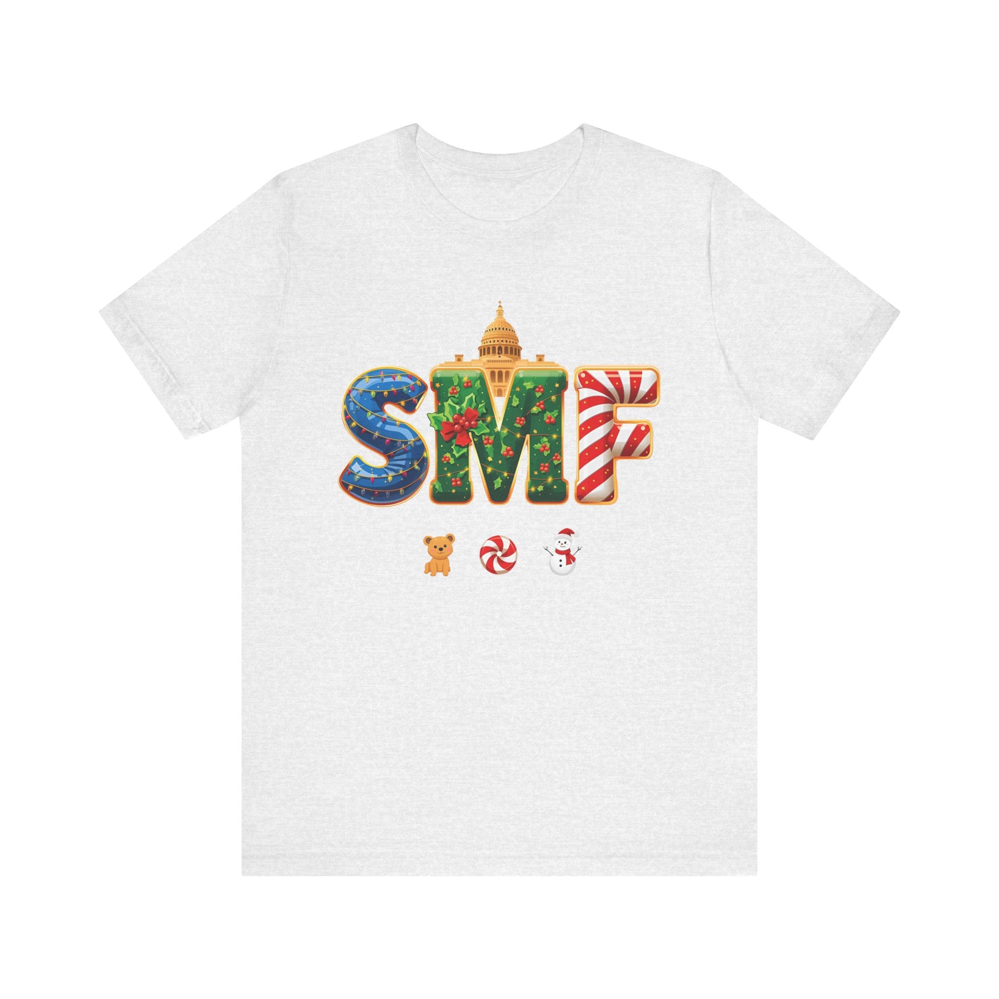 SMF Christmas Shirt – Festive Holiday Letters Tee | Christmas Gift | Bella Canvas 3001
