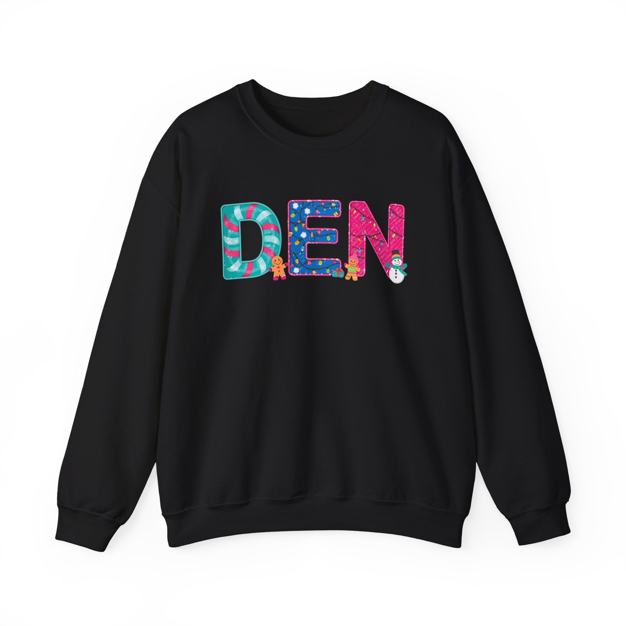 DEN Christmas Sweatshirt – Festive Holiday Letter Art Tee | Christmas Gift | Gildan 18000