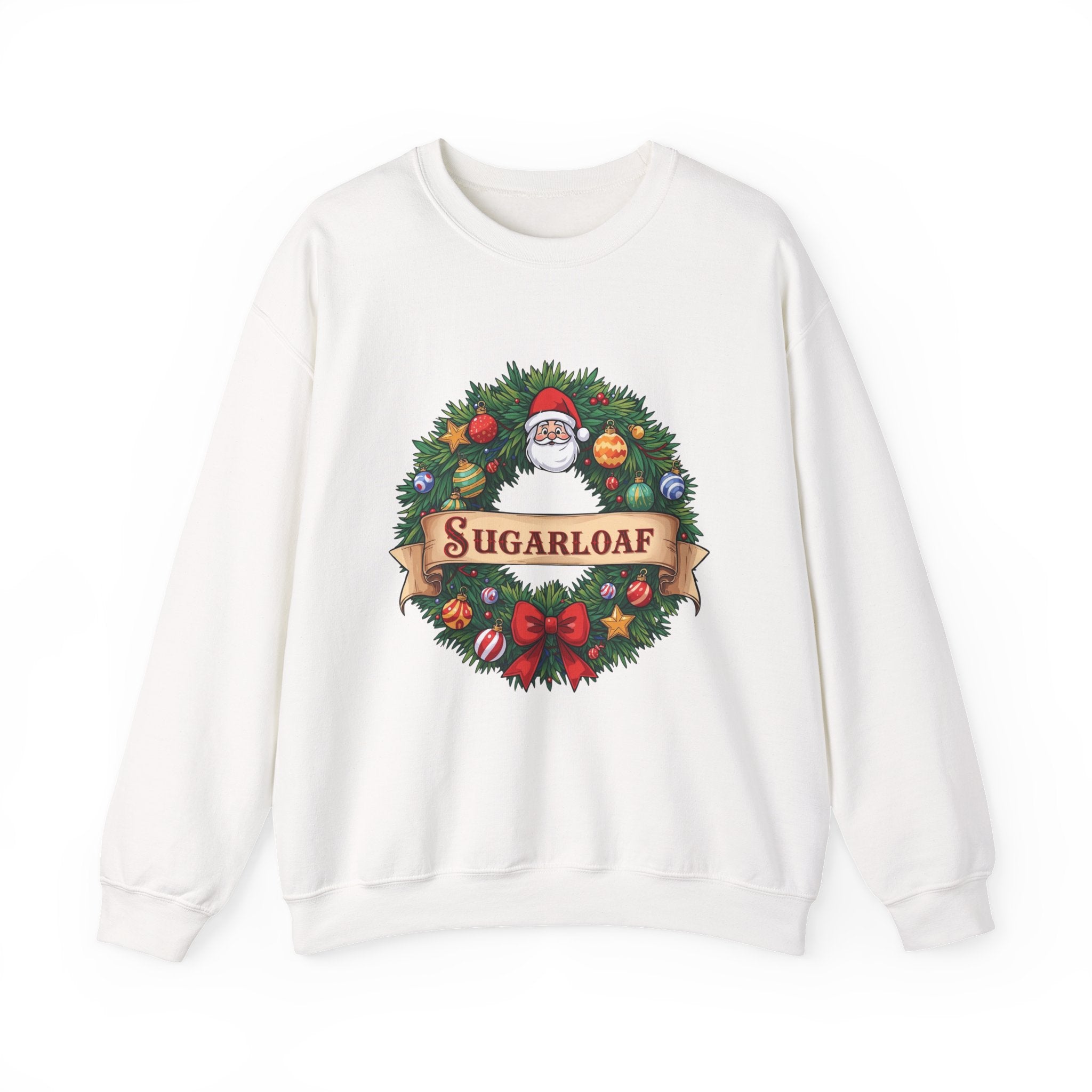 Sugarloaf Christmas Shirt – Festive Santa Wreath & Ornaments Tee | Mountain Town Christmas Gift | Gildan 18000
