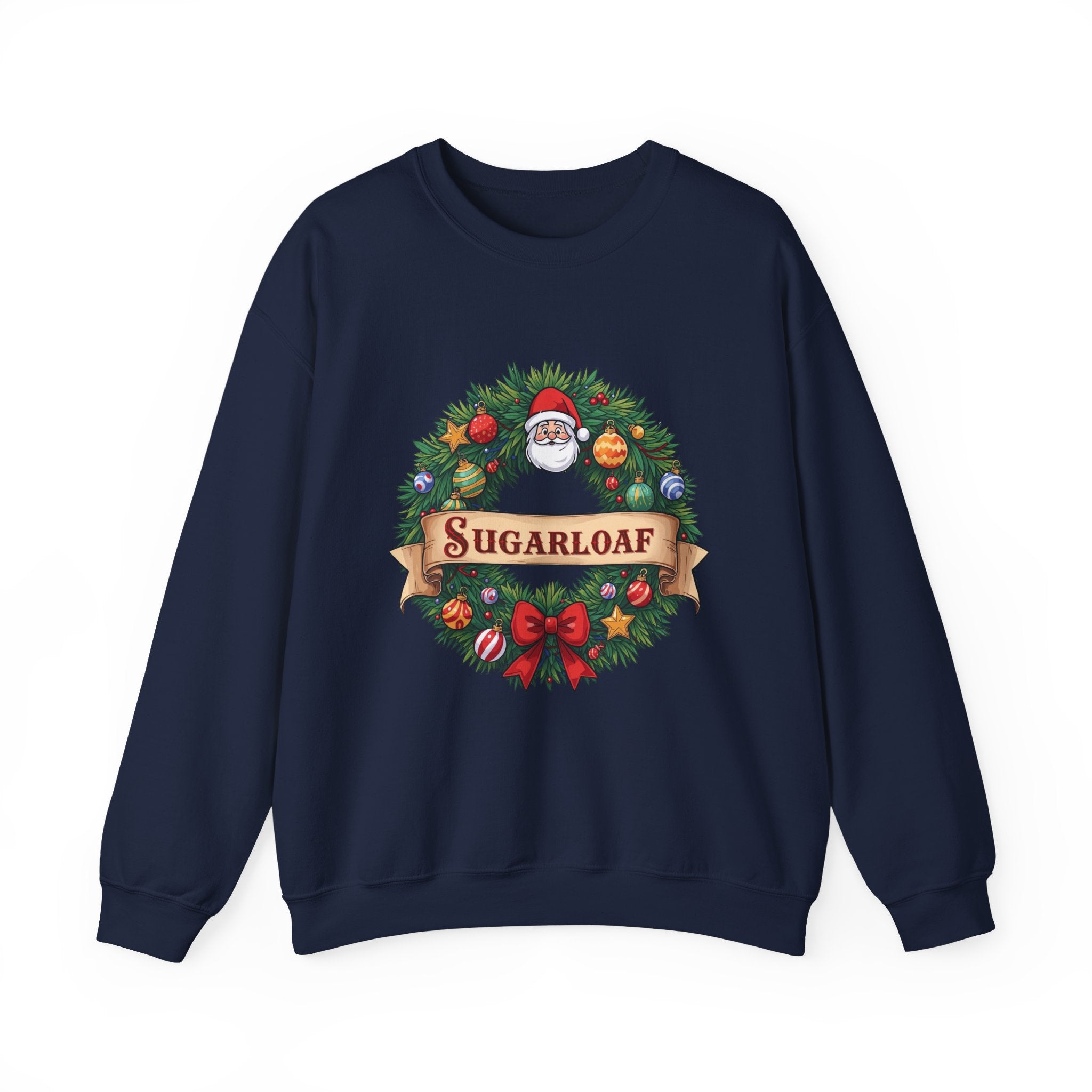 Sugarloaf Christmas Shirt – Festive Santa Wreath & Ornaments Tee | Mountain Town Christmas Gift | Gildan 18000