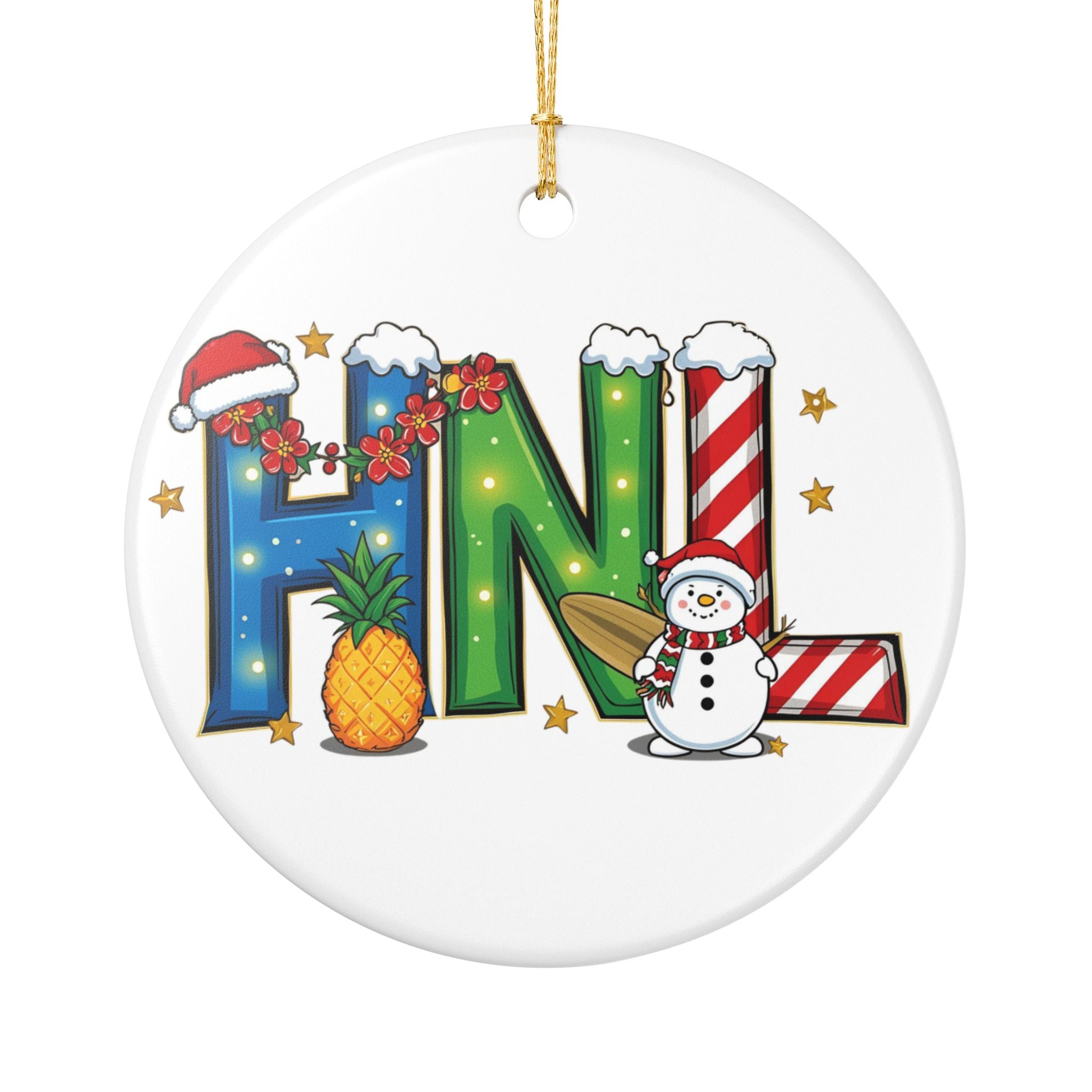 HNL Christmas Ornament – Festive Holiday Airport Art | Holiday Travel Gift | Ceramic Ornament