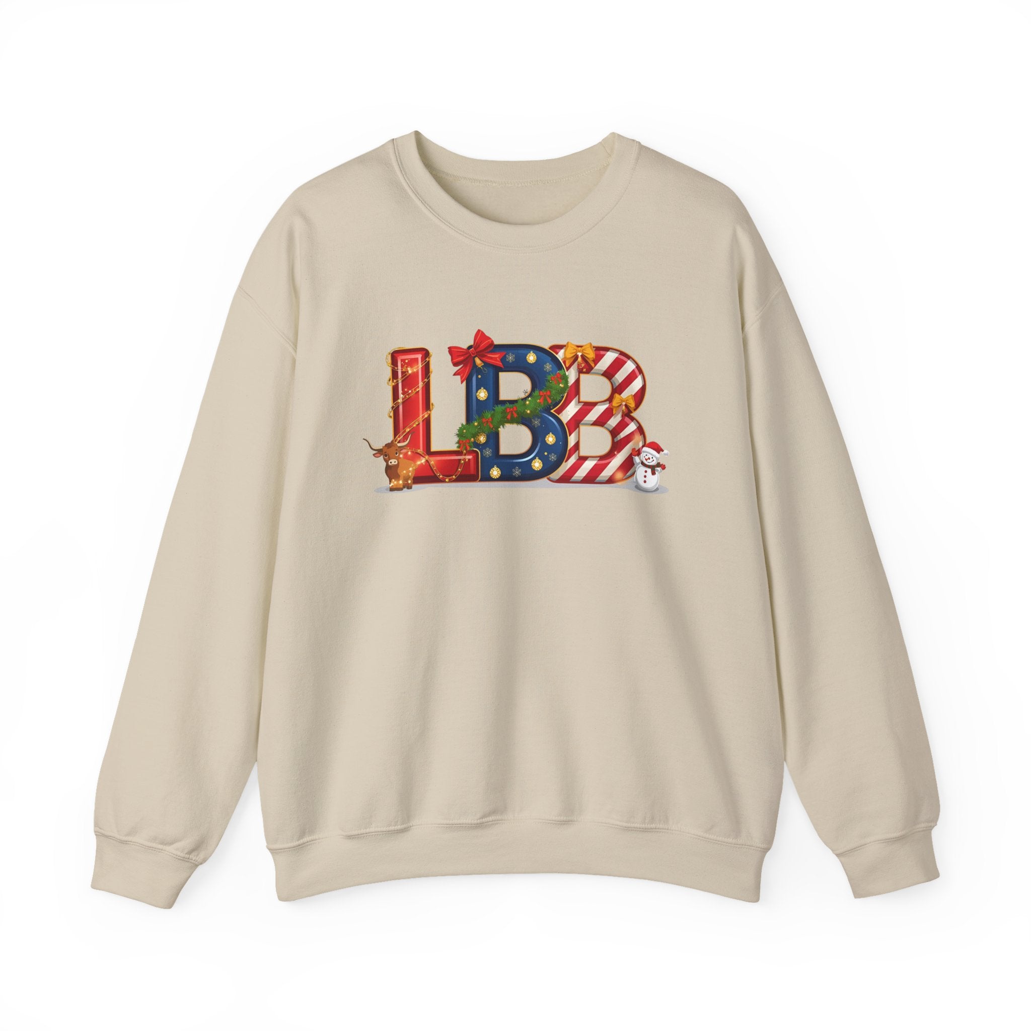 LBB Christmas Sweatshirt – Festive Holiday Letter Art Tee | Christmas Gift | Gildan 18000