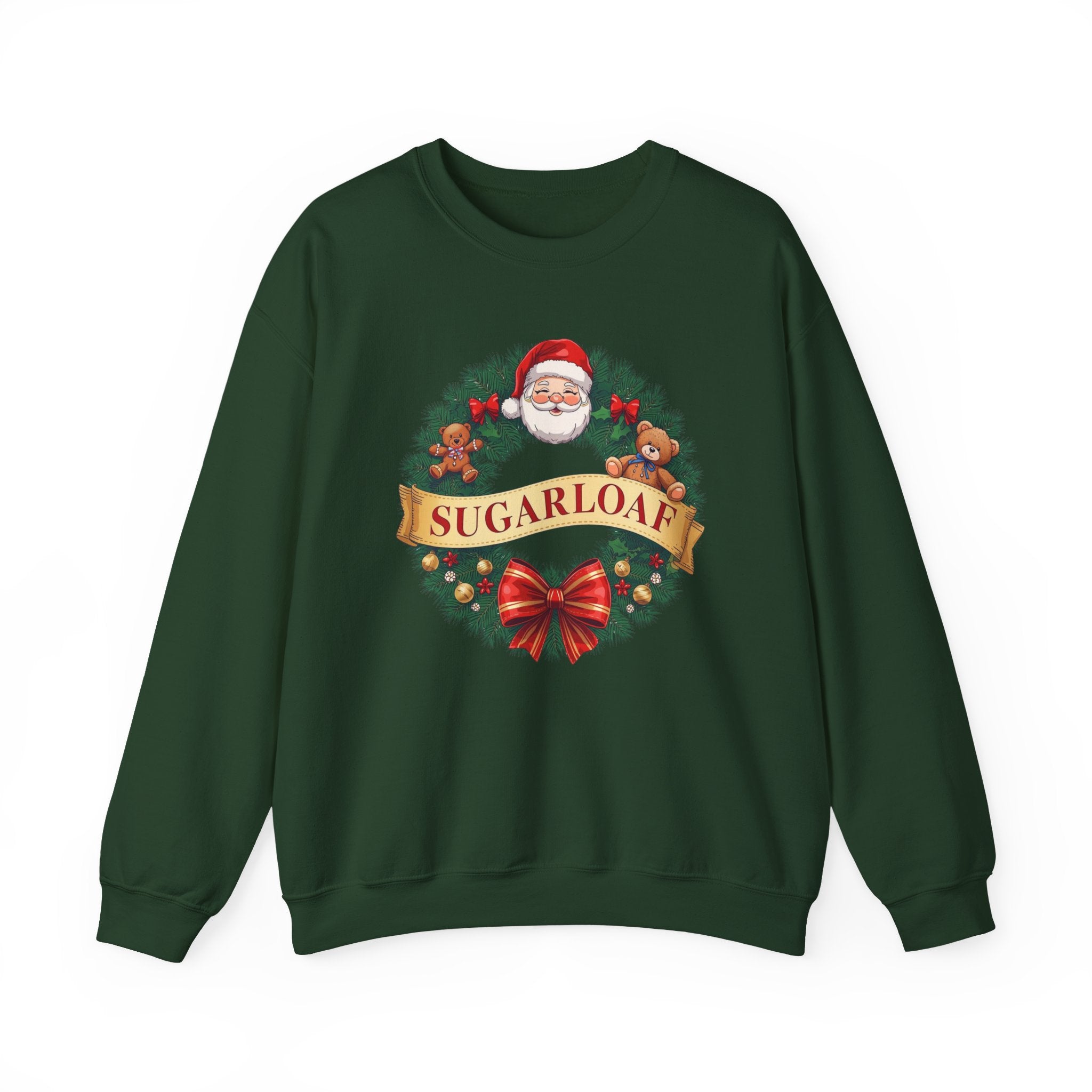 Sugarloaf Christmas Shirt – Santa & Teddy Bear Wreath Tee | Mountain Town Christmas Gift | Gildan 18000