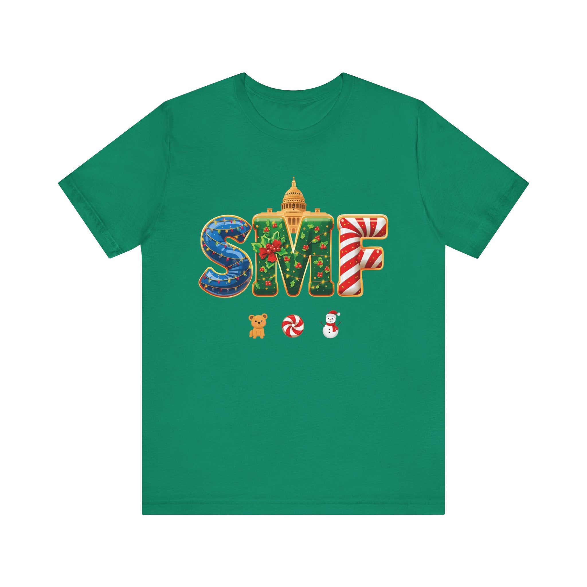 SMF Christmas Shirt – Festive Holiday Letters Tee | Christmas Gift | Bella Canvas 3001