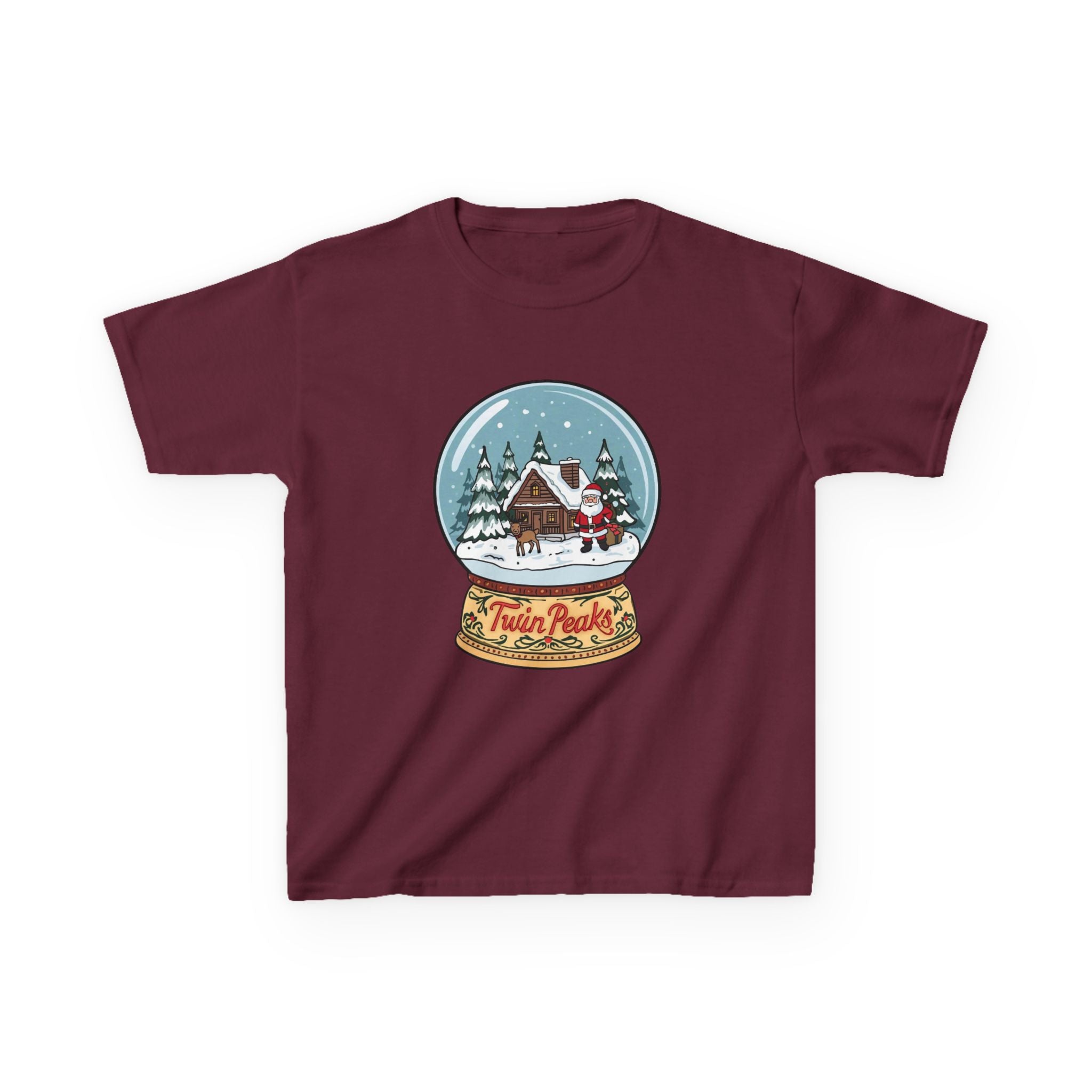 Twin Peaks Christmas Shirt – Snow Globe Santa & Cabin Scene Tee | Mountain Town Christmas Gift | Gildan 5000B