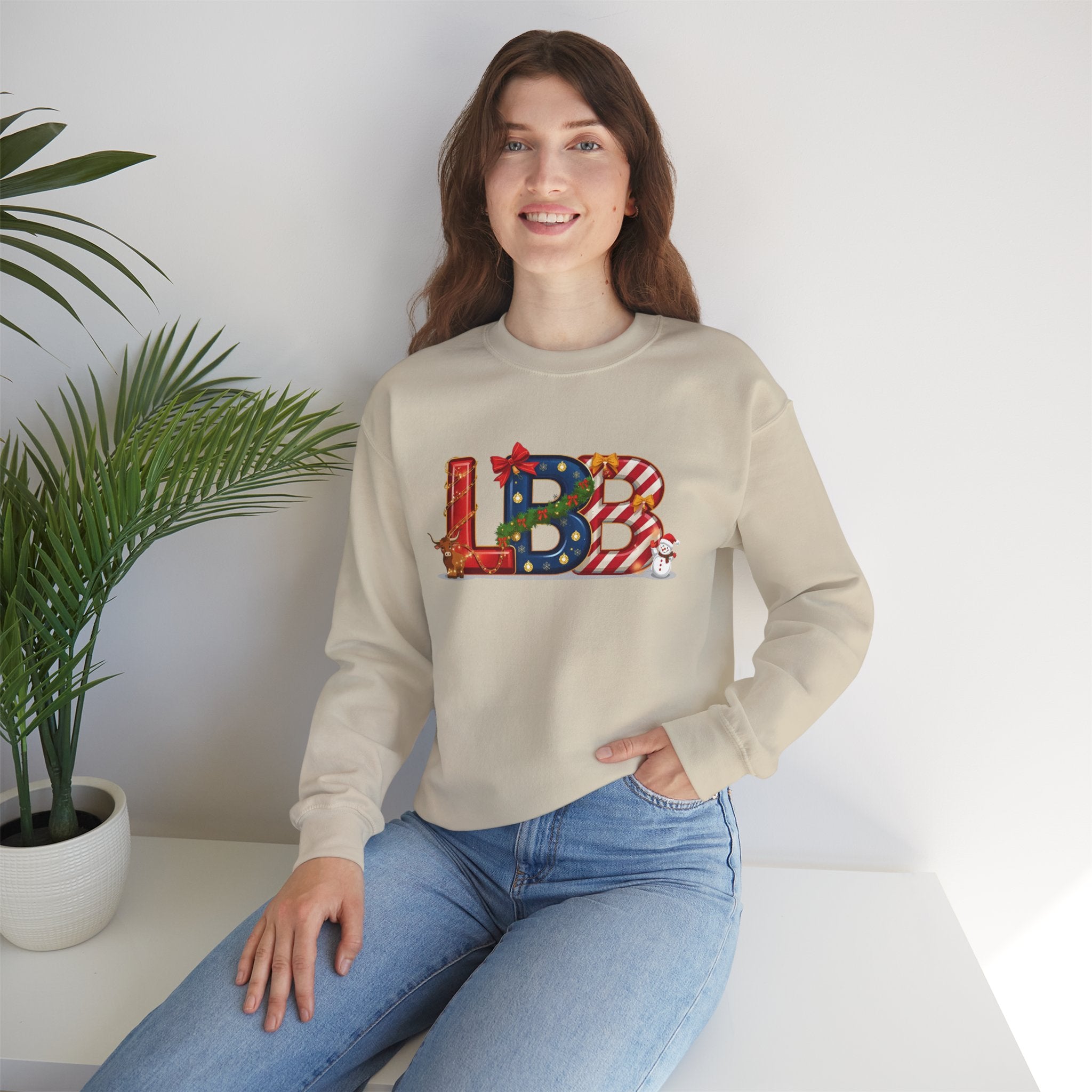 LBB Christmas Sweatshirt – Festive Holiday Letter Art Tee | Christmas Gift | Gildan 18000