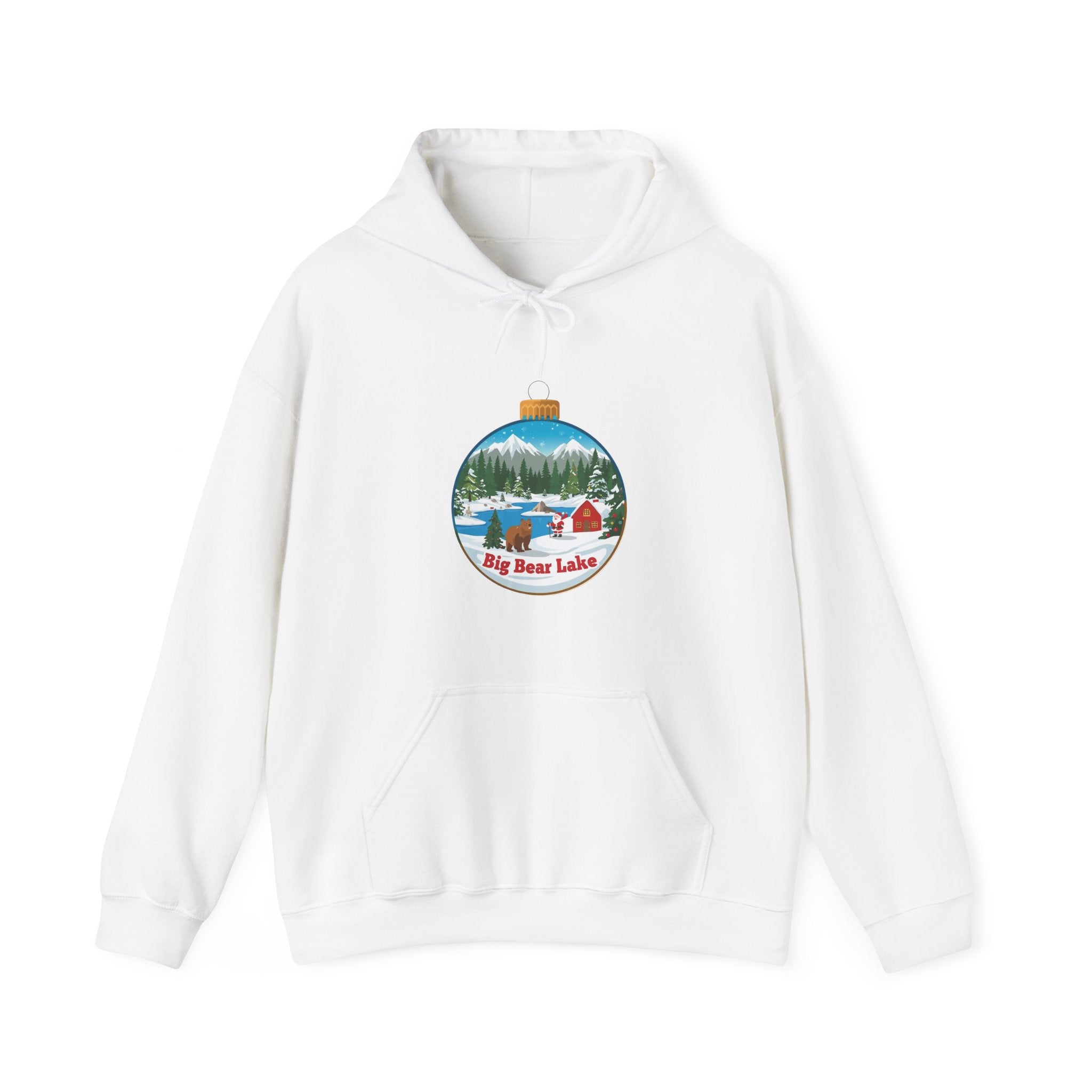 Big Bear Lake Christmas Hoodie – Santa Winter Ornament Cabin Pullover | Cute Mountain Holiday Hoodie | Santa & Bear Gift Hoodie | Gildan 18500