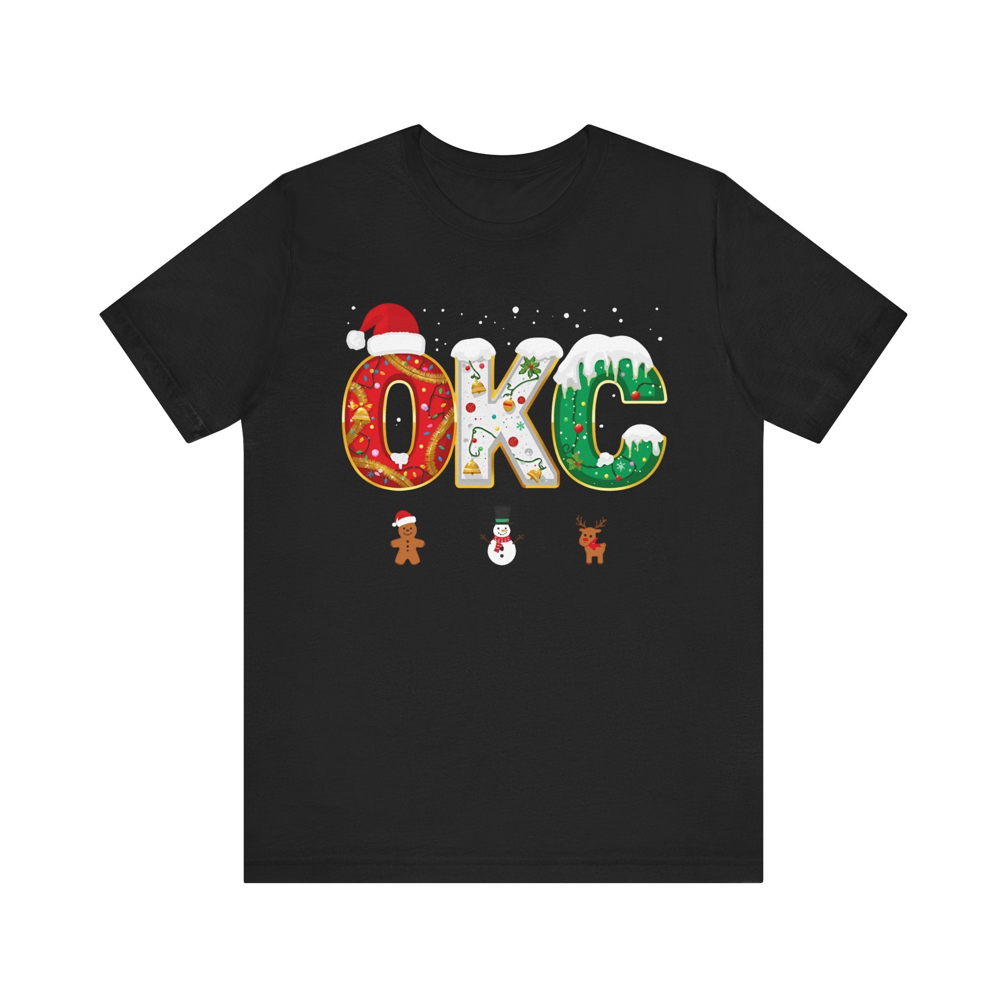 OKC Christmas Shirt – Festive Letter Art Tee | Christmas Gift | Bella Canvas 3001