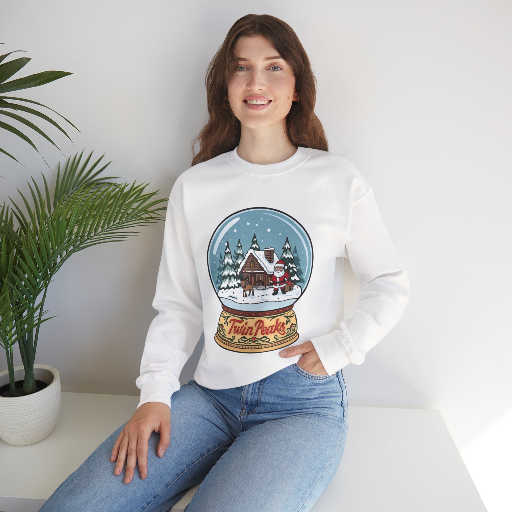 Twin Peaks Christmas Shirt – Snow Globe Santa & Cabin Scene Tee | Mountain Town Christmas Gift | Gildan 18000