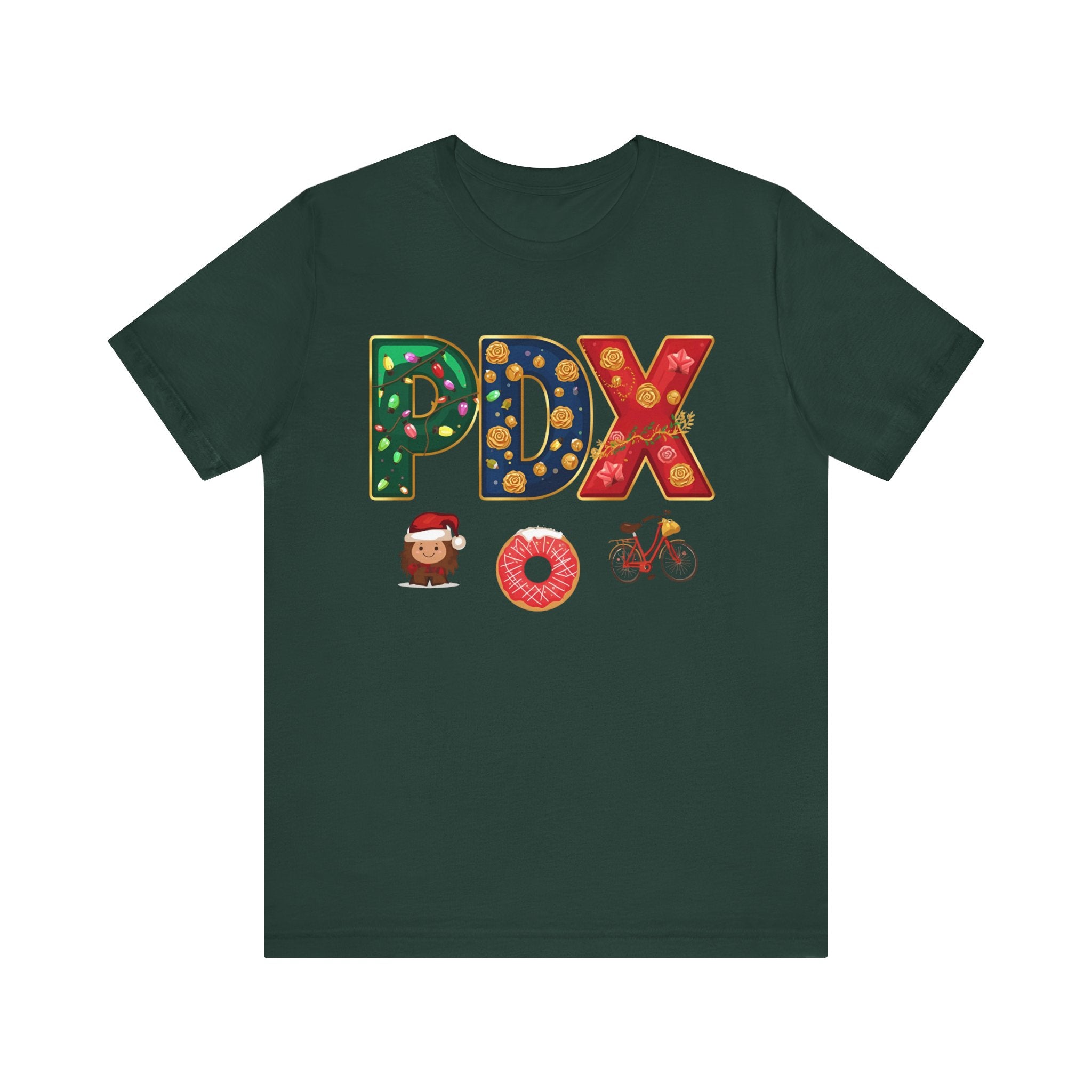 PDX Christmas Shirt – Portland Holiday Airport Code Tee | Festive Oregon Gift | Bella Canvas 3001