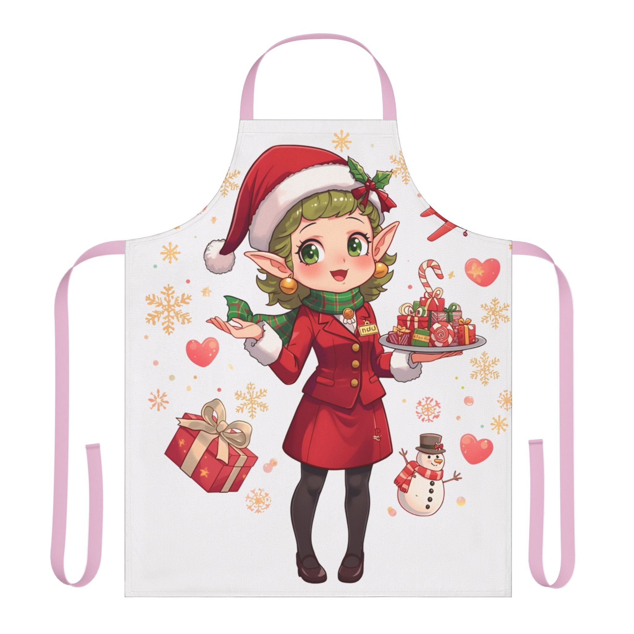 Christmas Elf Apron — Cute Holiday Baking Apron with Candy Canes & Gifts