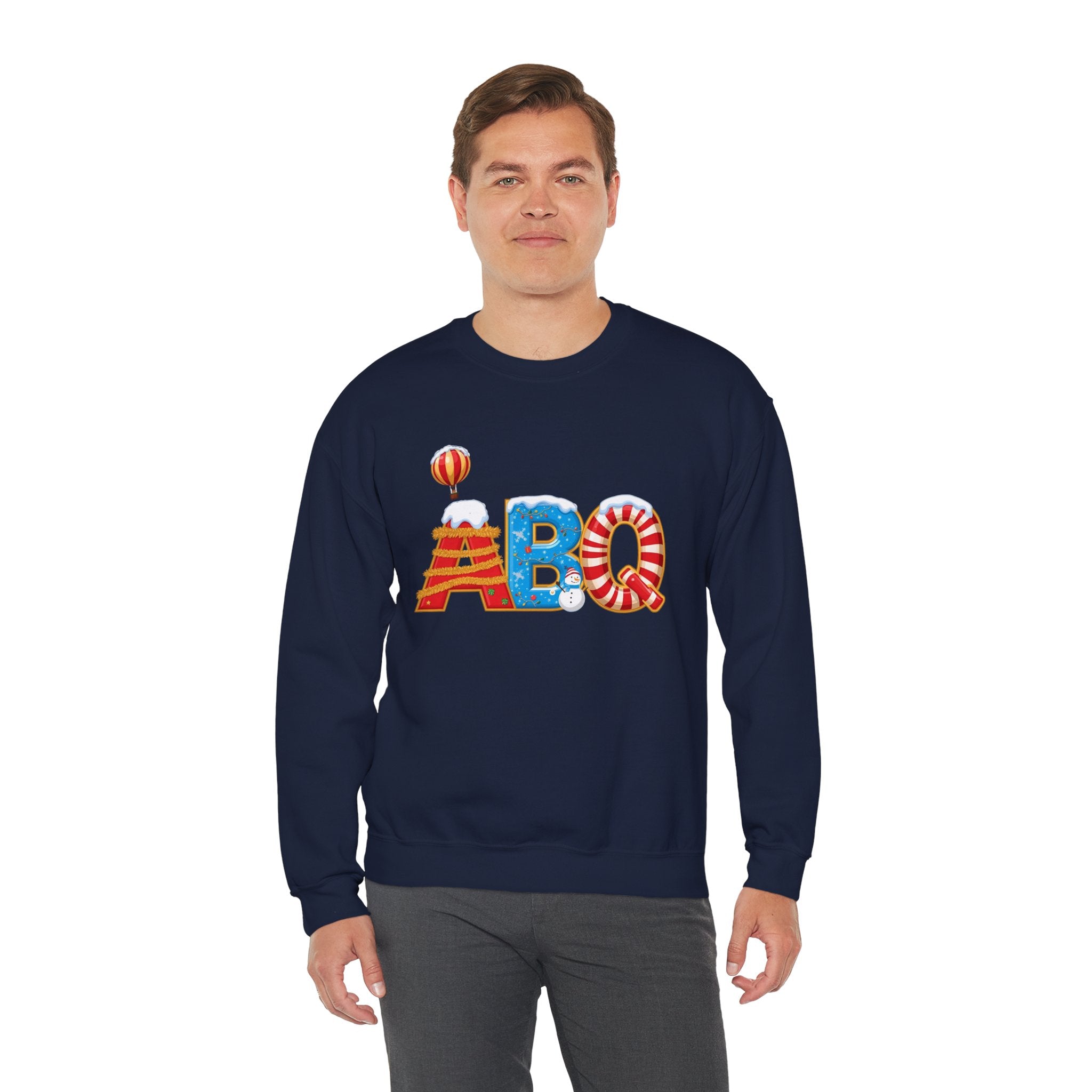 ABQ Christmas Sweatshirt – Festive Albuquerque Airport Code Crewneck | Holiday Travel Gift | Gildan 18000