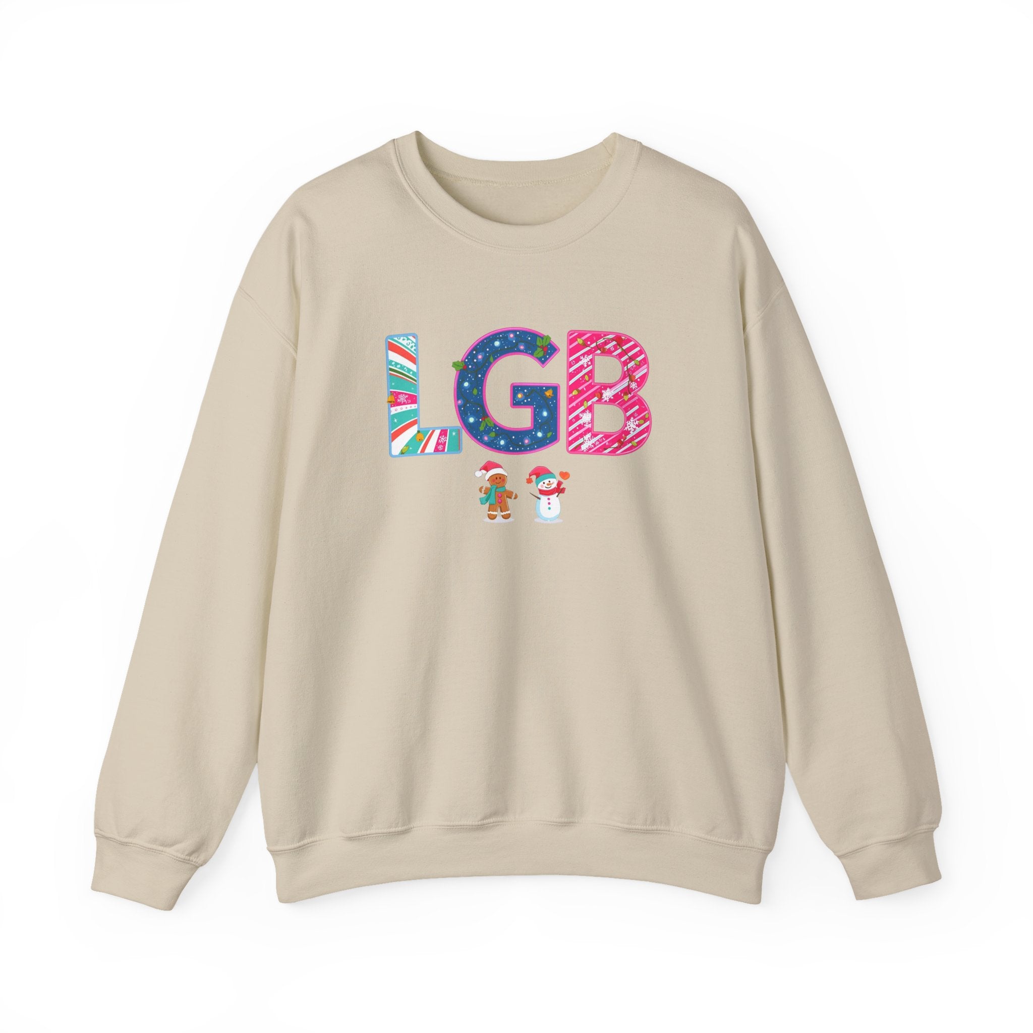 LGB Christmas Sweatshirt – Festive Holiday Letter Art Tee | Christmas Gift | Gildan 18000