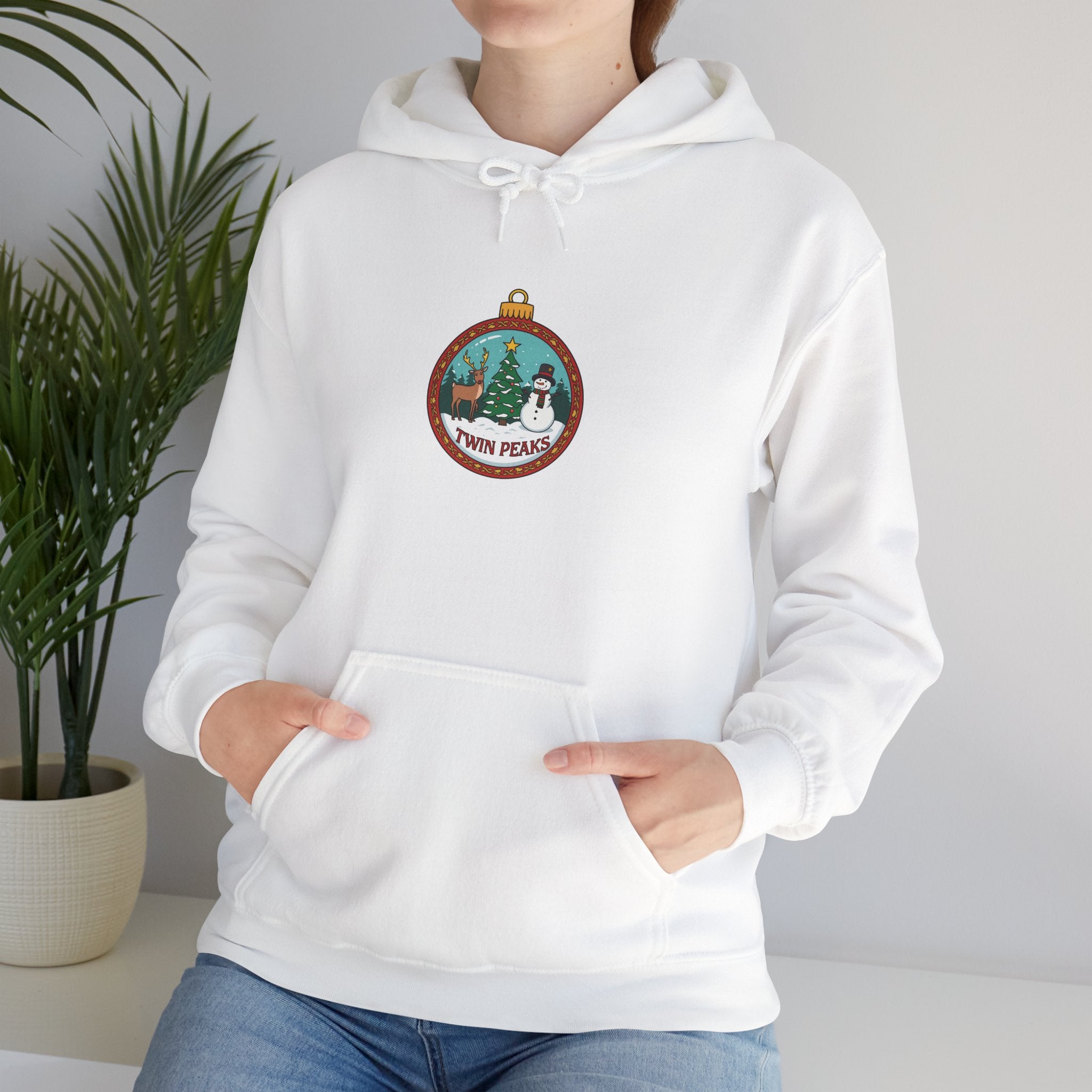 Twin Peaks Christmas Shirt – Snowman & Deer Ornament Scene Tee | Mountain Town Christmas Gift | Gildan 18500
