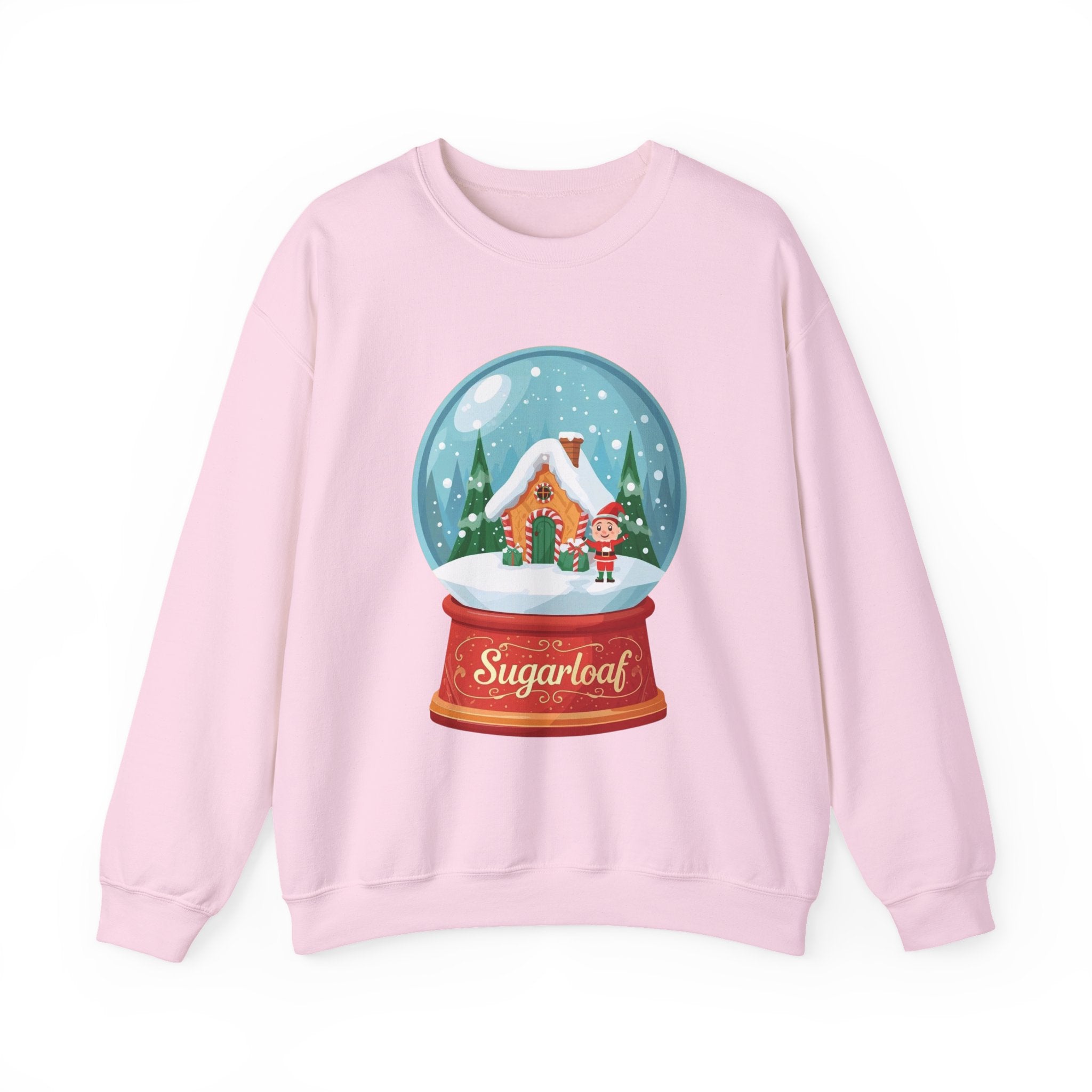 Sugarloaf Christmas Shirt – Snow Globe Elf & Candy Cottage Scene Tee | Mountain Town Christmas Gift | Gildan 18000