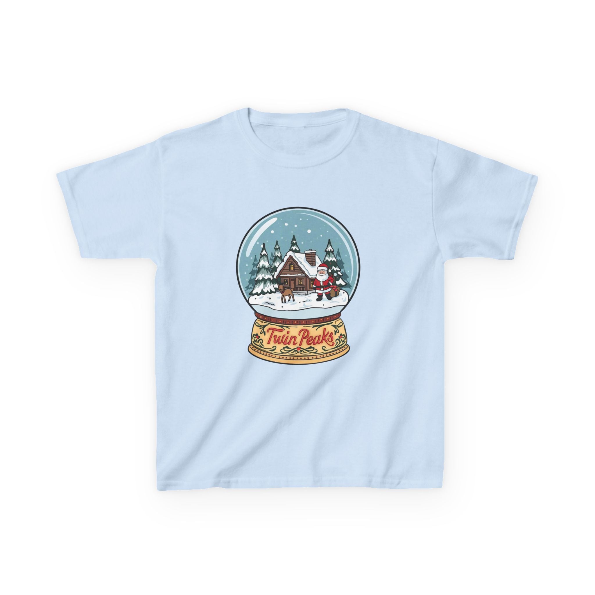 Twin Peaks Christmas Shirt – Snow Globe Santa & Cabin Scene Tee | Mountain Town Christmas Gift | Gildan 5000B