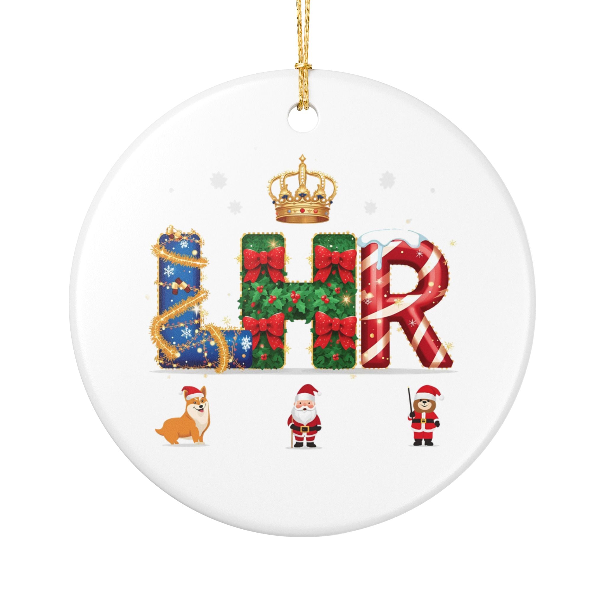 LHR Christmas Ornament – Festive Holiday Airport Art | Holiday Travel Gift | Ceramic Ornament