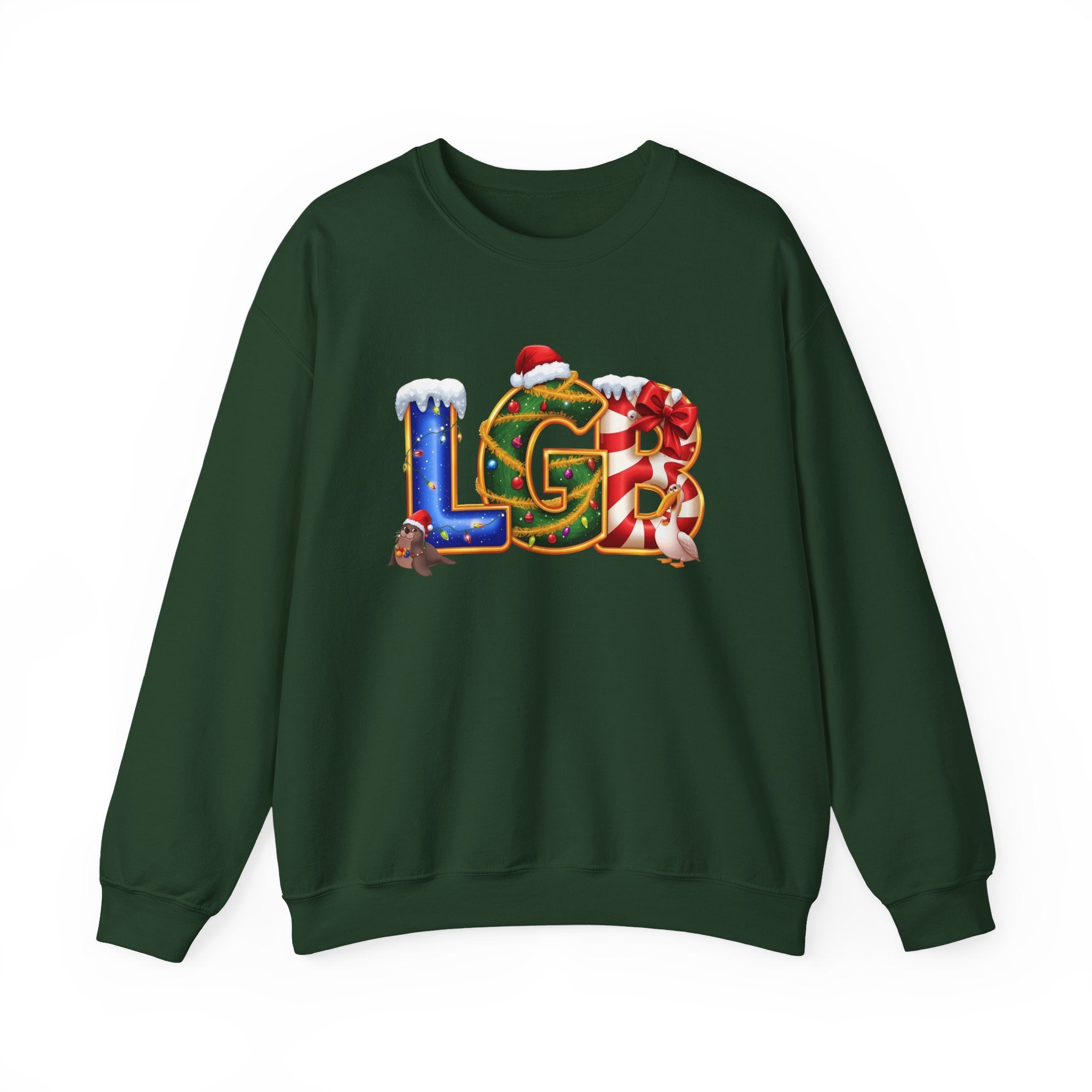 LGB Christmas Sweatshirt – Festive Holiday Letter Art Tee | Christmas Gift | Gildan 18000