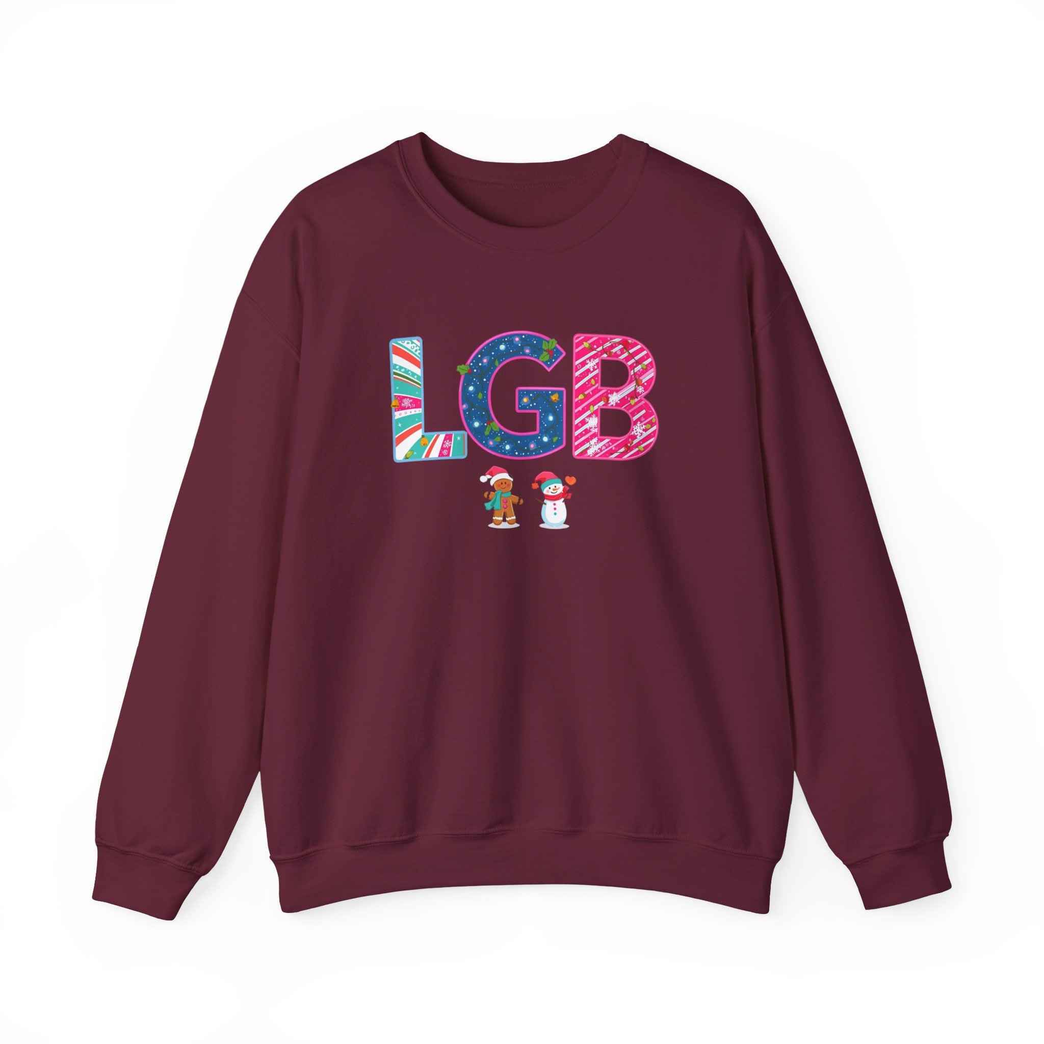 LGB Christmas Sweatshirt – Festive Holiday Letter Art Tee | Christmas Gift | Gildan 18000