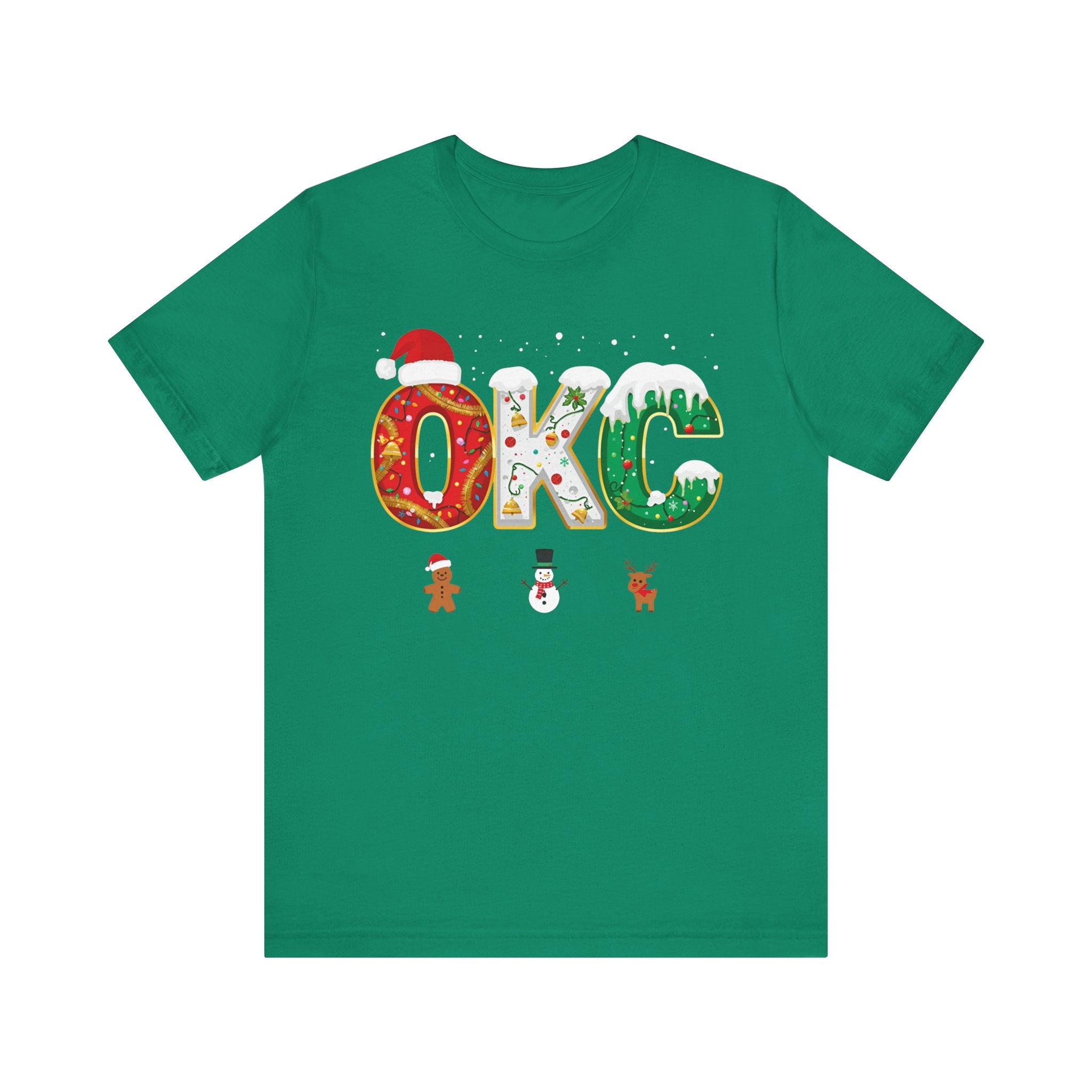 OKC Christmas Shirt – Festive Letter Art Tee | Christmas Gift | Bella Canvas 3001