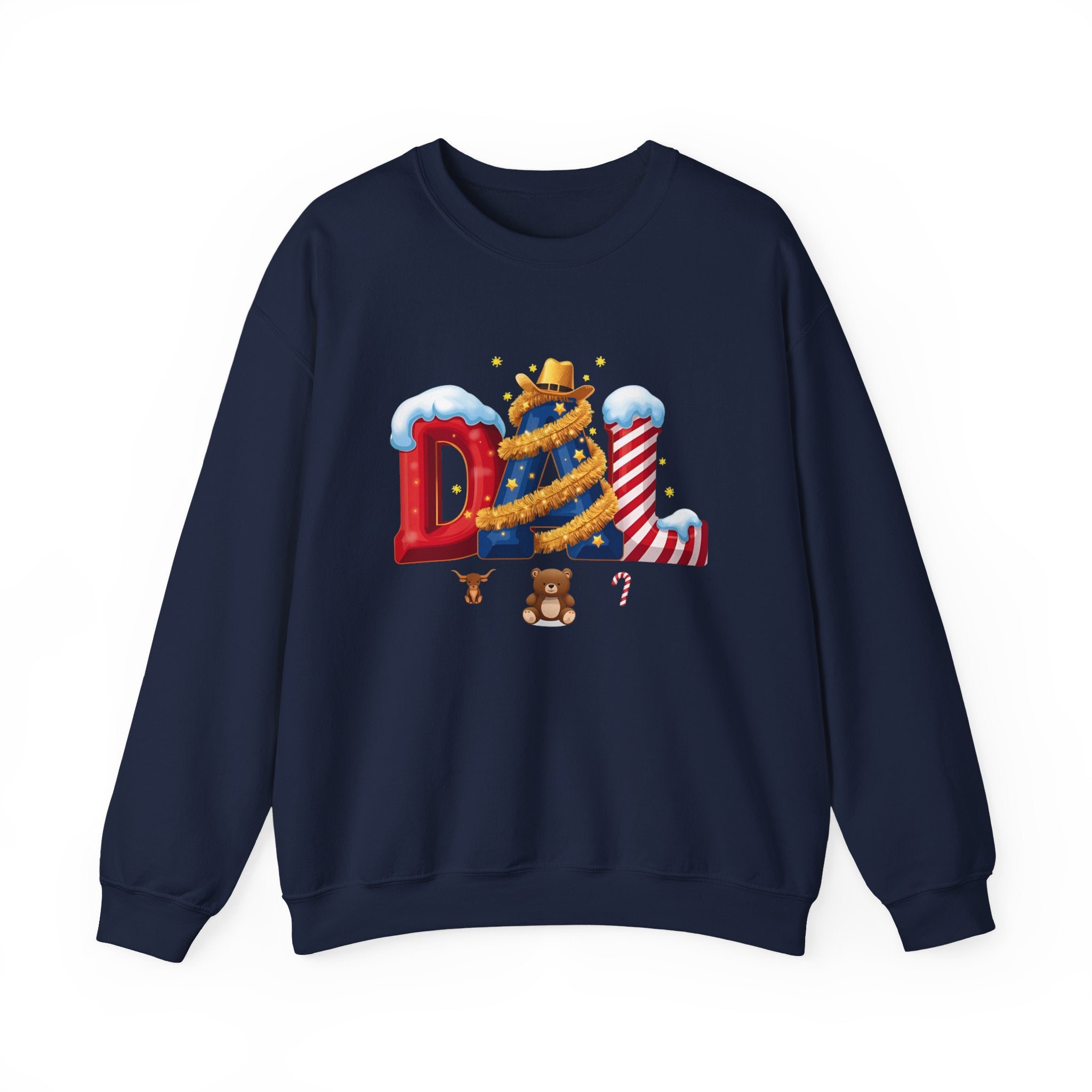 DAL Christmas Sweatshirt – Festive Holiday Letter Art Tee | Christmas Gift | Gildan 18000