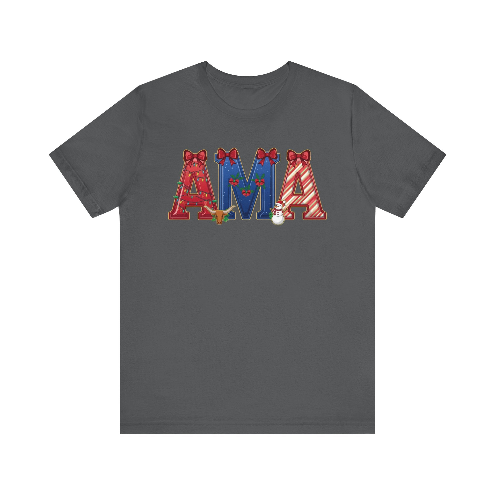 AMA Christmas Shirt – Festive Holiday Letter Art Tee | Christmas Gift | Bella Canvas 3001