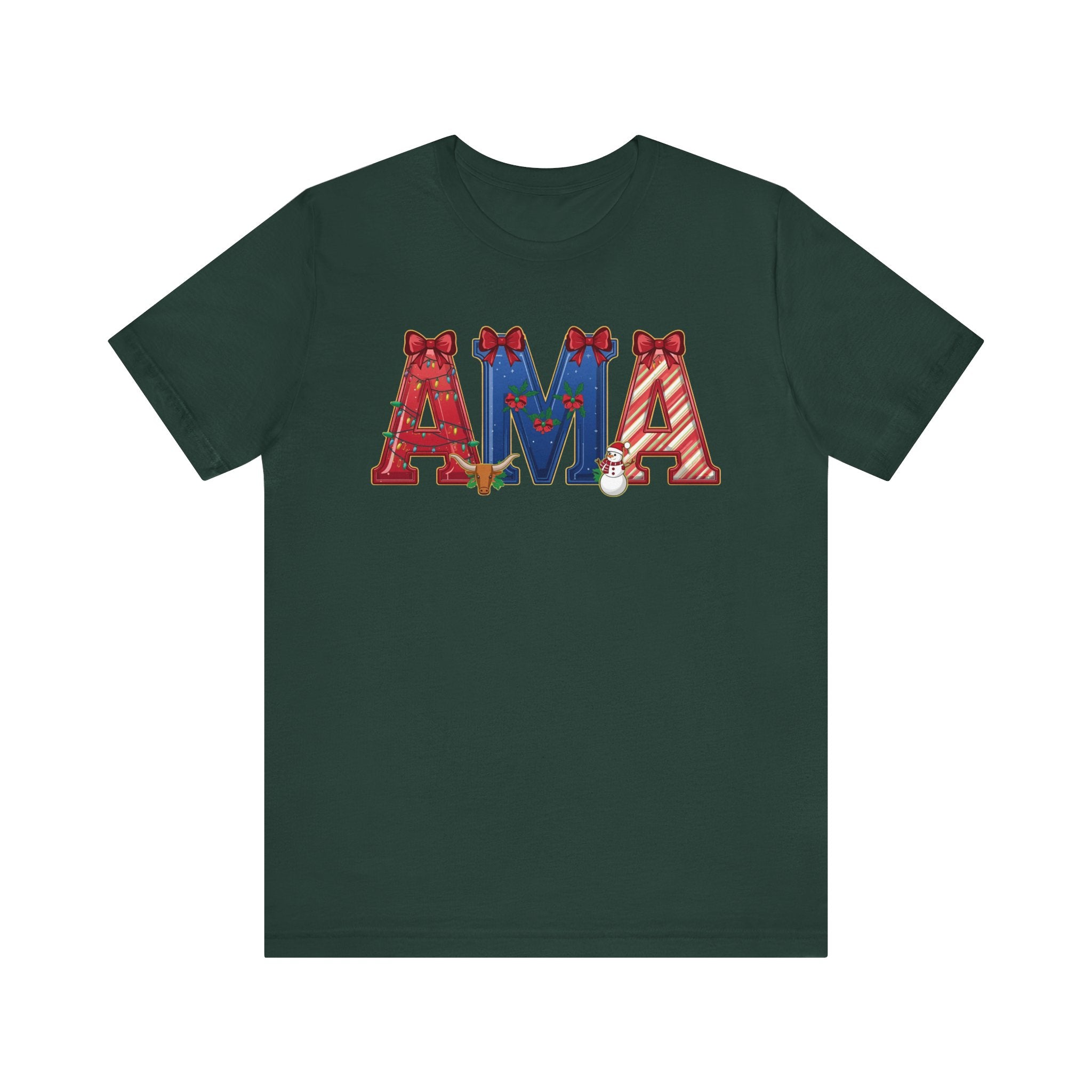 AMA Christmas Shirt – Festive Holiday Letter Art Tee | Christmas Gift | Bella Canvas 3001