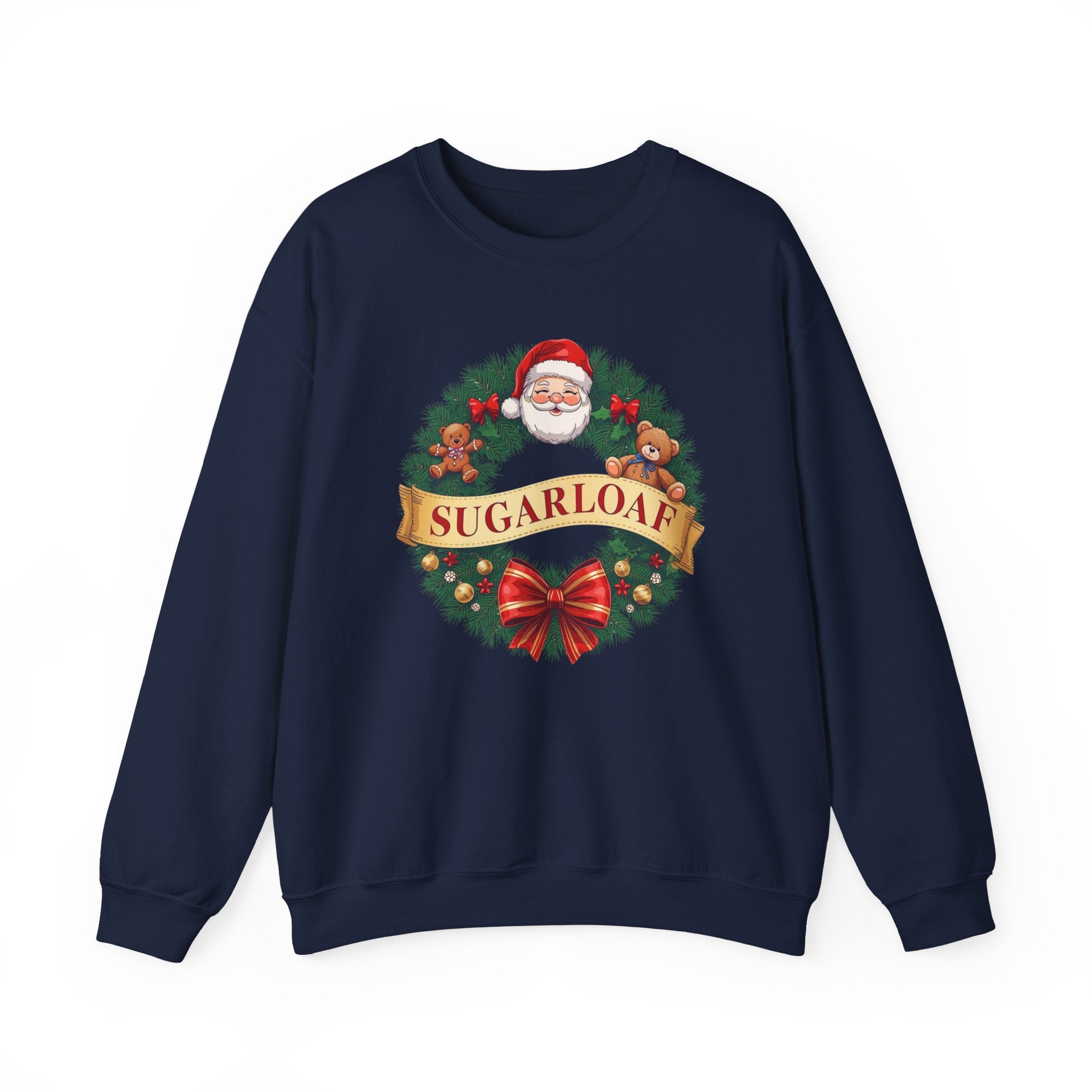 Sugarloaf Christmas Shirt – Santa & Teddy Bear Wreath Tee | Mountain Town Christmas Gift | Gildan 18000
