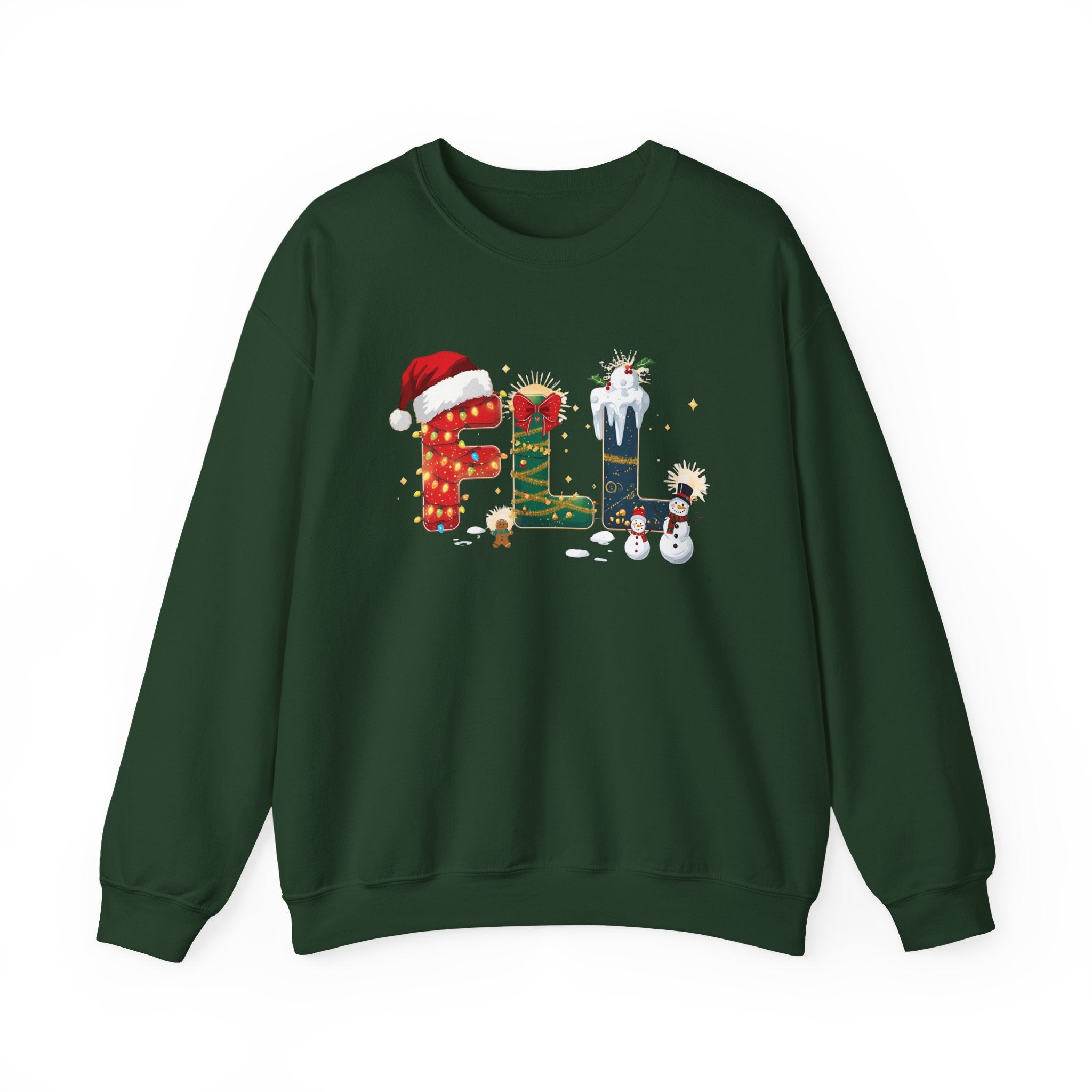 FLL Christmas Sweatshirt – Festive Holiday Letter Art Tee | Christmas Gift | Gildan 18000