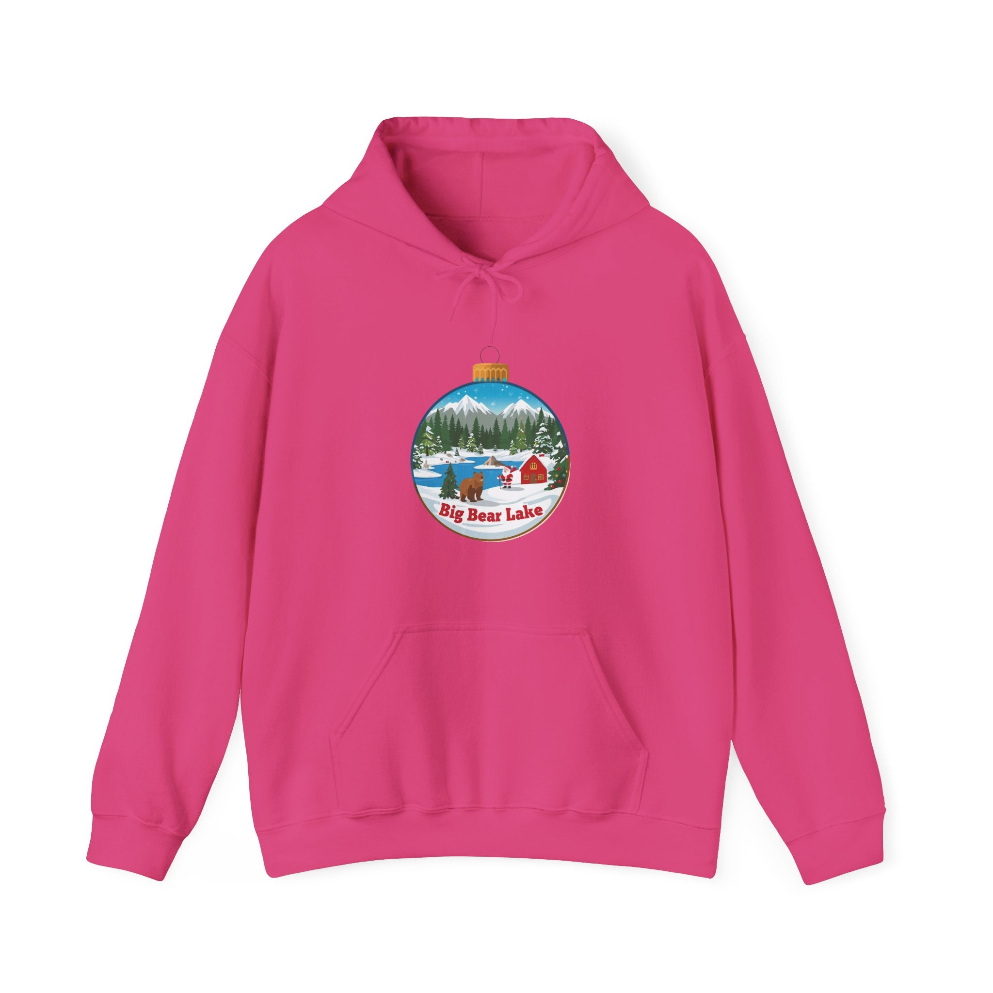 Big Bear Lake Christmas Hoodie – Santa Winter Ornament Cabin Pullover | Cute Mountain Holiday Hoodie | Santa & Bear Gift Hoodie | Gildan 18500
