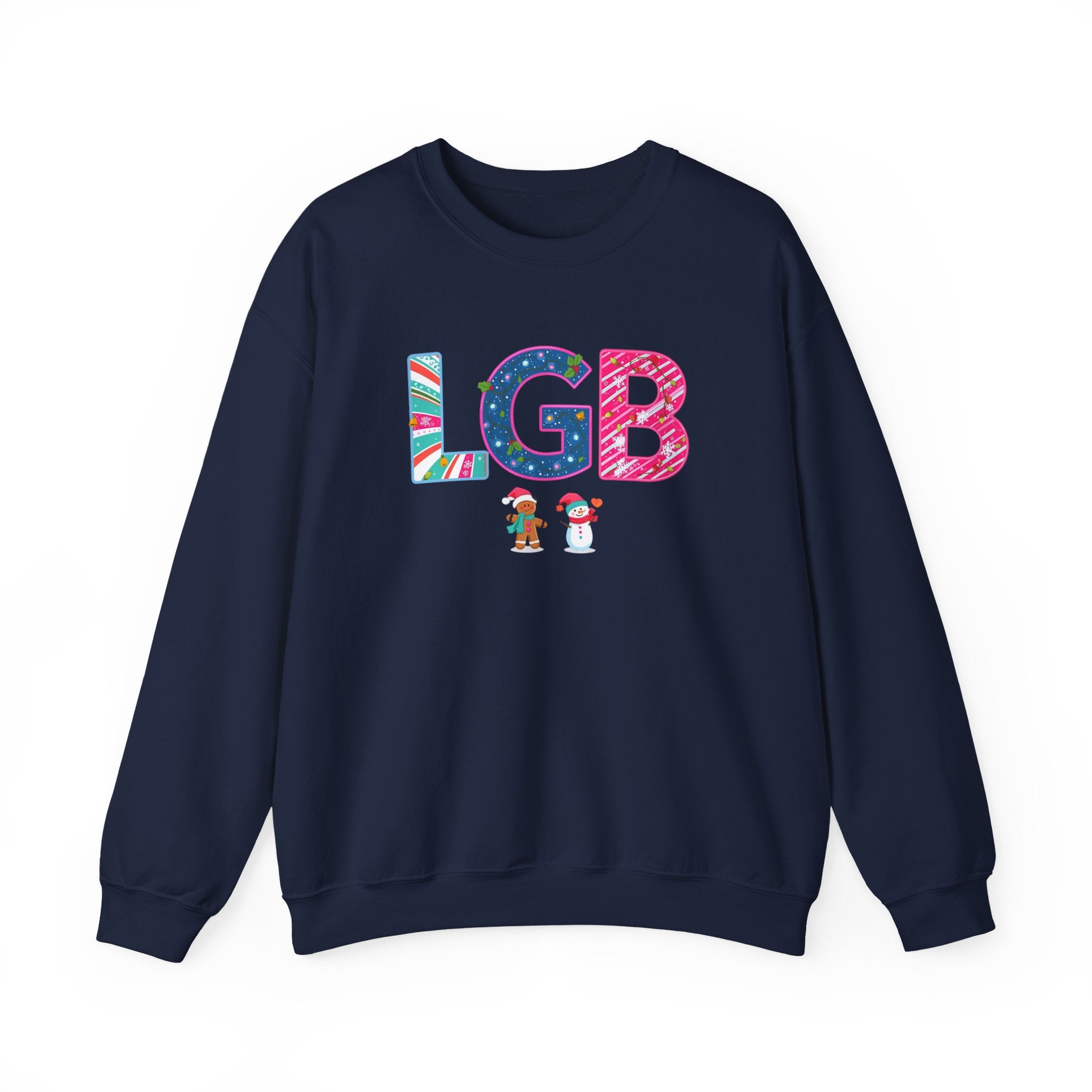 LGB Christmas Sweatshirt – Festive Holiday Letter Art Tee | Christmas Gift | Gildan 18000